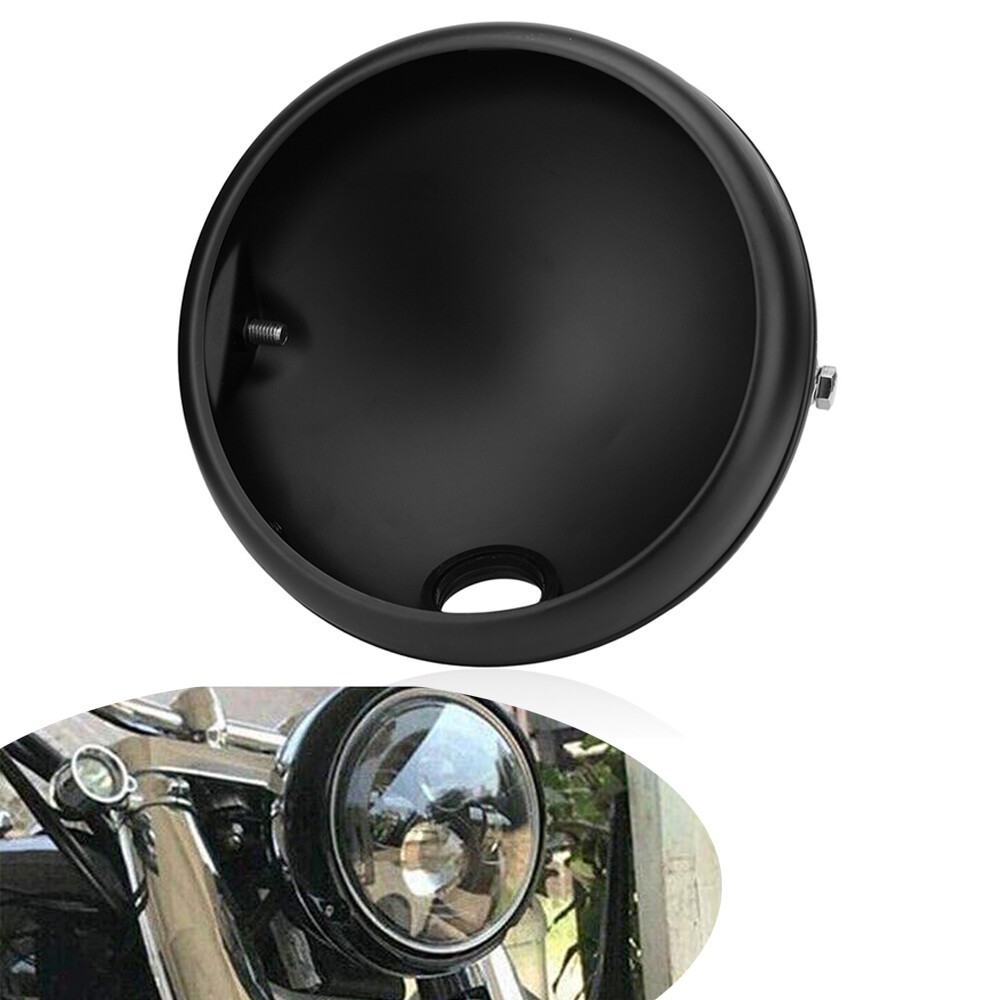 Universal Motorcycle 7″ Round Headlight Headlamp Housing Bucket Matte Black