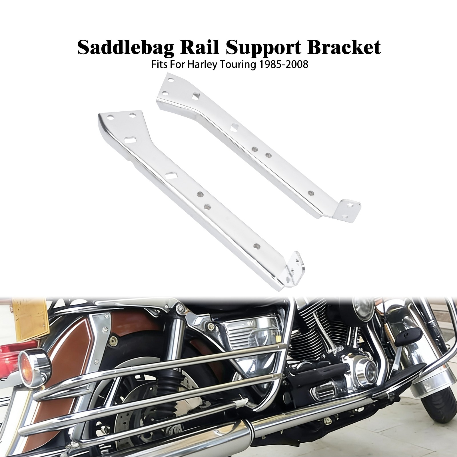 Chrome Saddlebag Rail Support Bracket For Touring Road Electra Glide 1985-2008