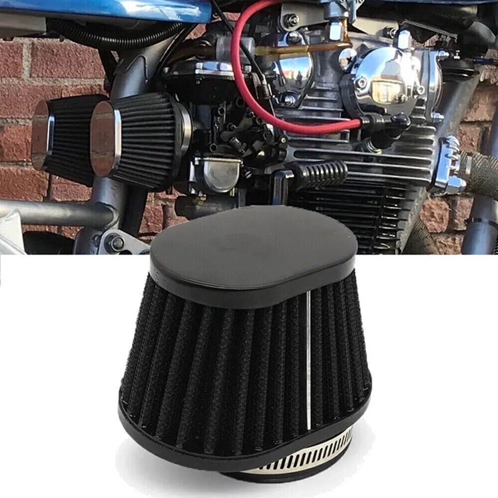 2PCS Universal Black 2.36in Motorcycle Air Intake Filter Cleaner Pod Replacement