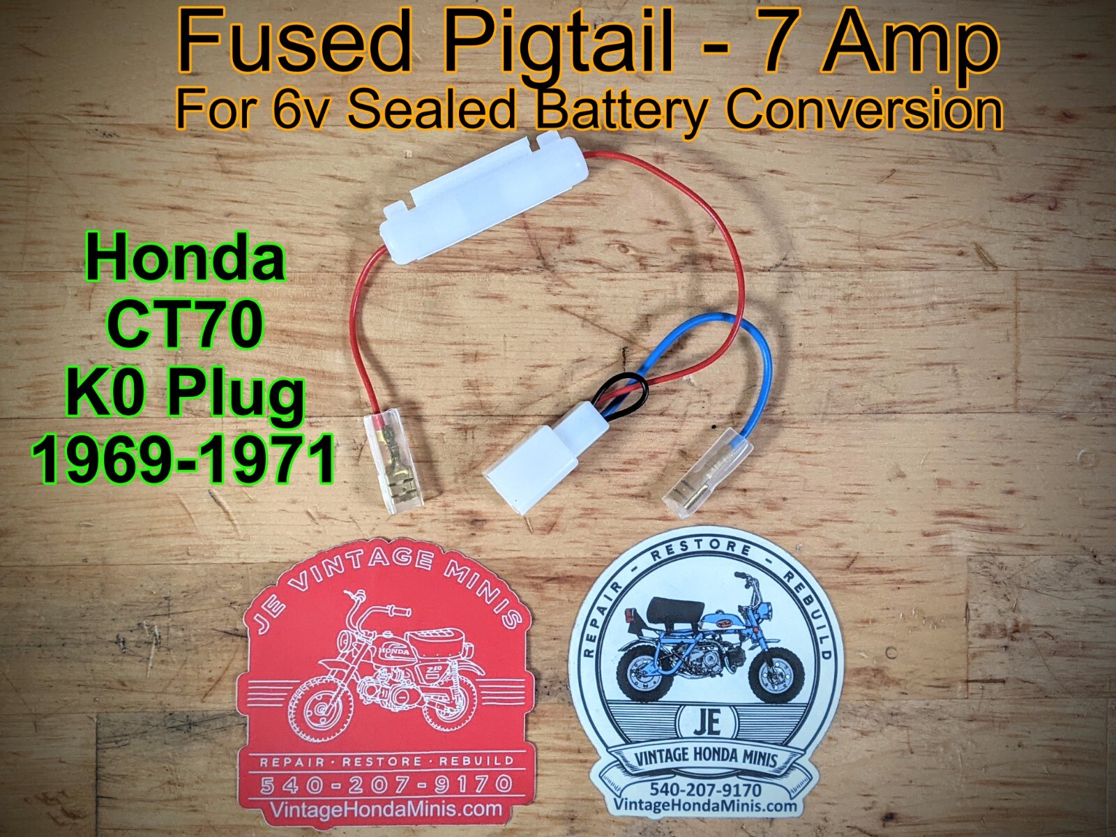 Electrical – Fused Pigtail – For 6v Sealed Battery Conversion – Honda CT70 K0