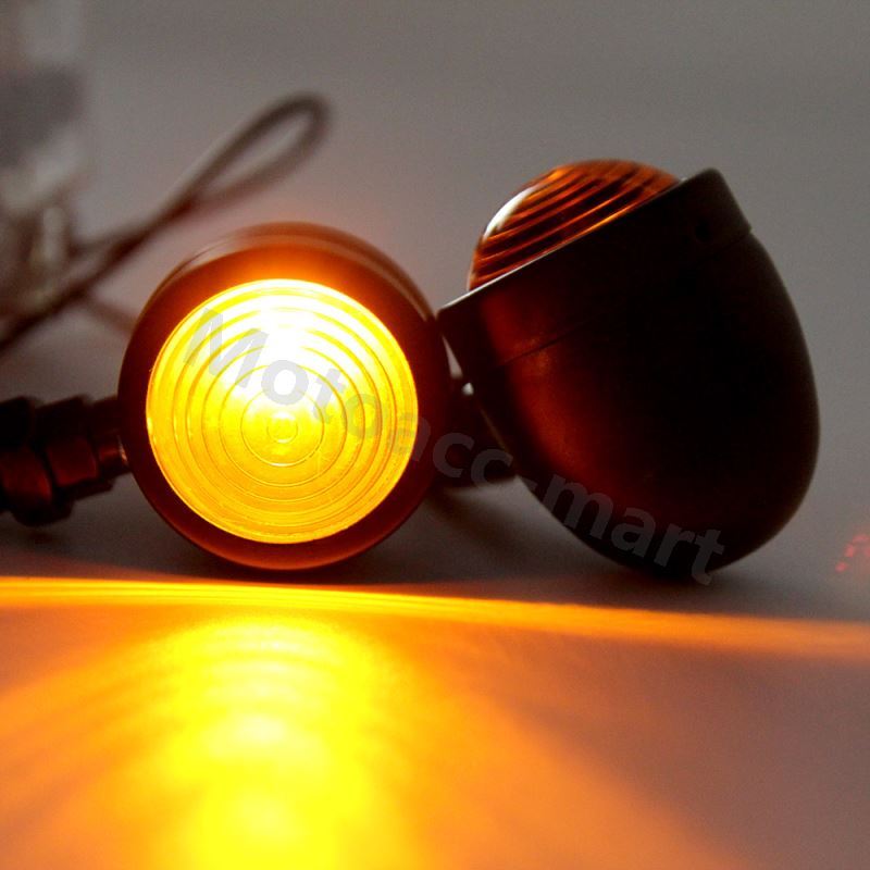 Motorcycle Amber Round Turn Signal Blinker Light Cafe Racer Custom Chopper NEW