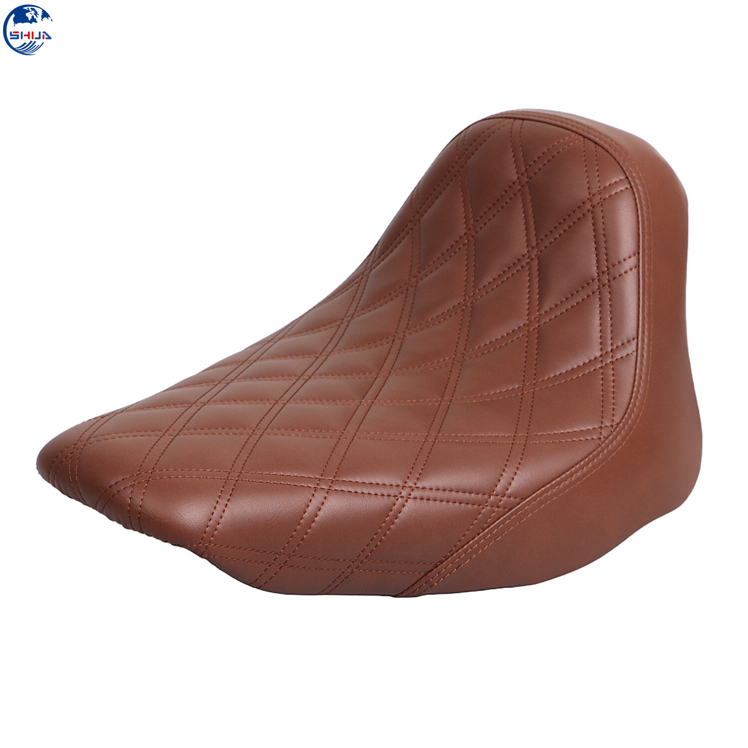 Diamond Brown Synthetic Leather + Ultra-Foam Solo Driver Seat For Harley Softail