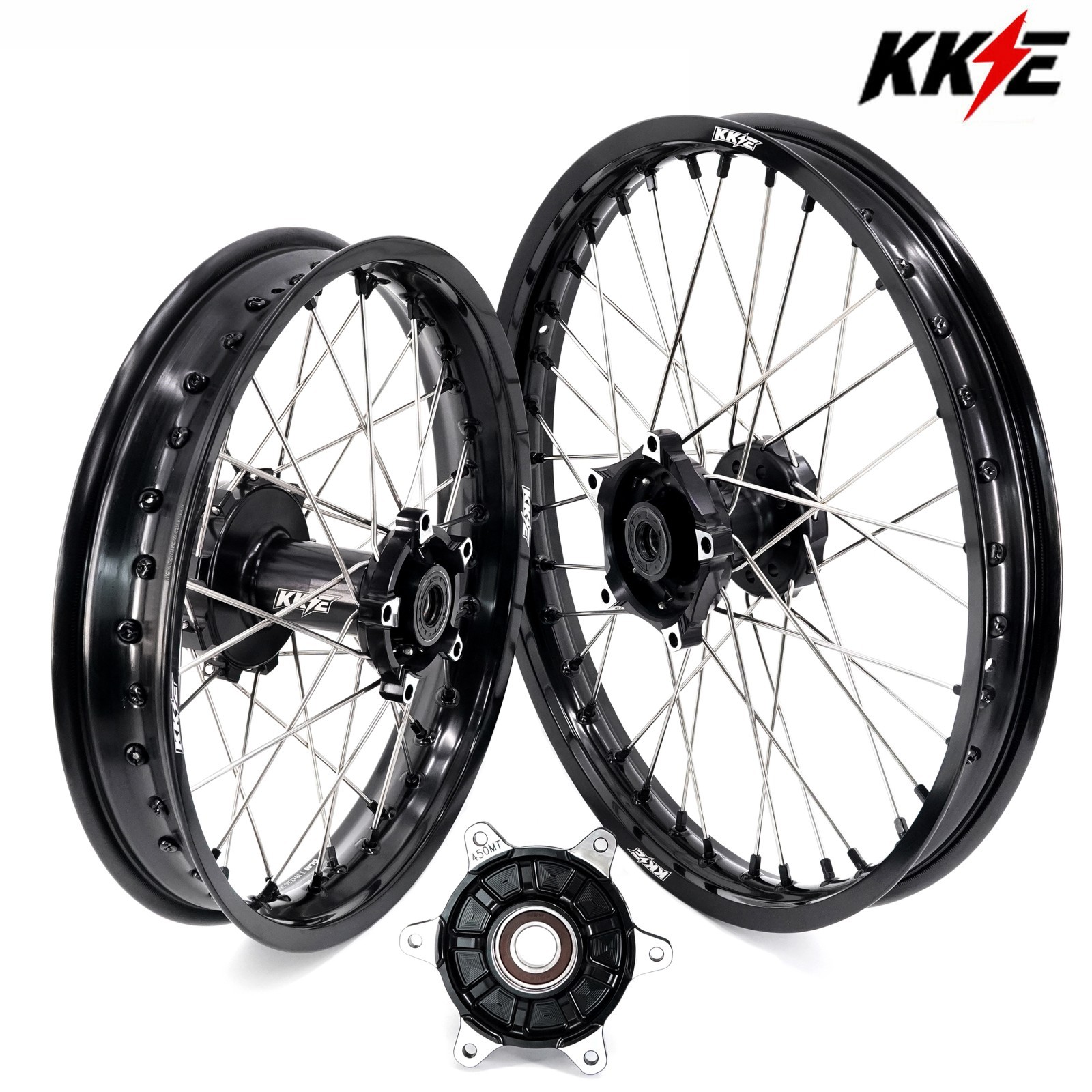 for CF MOTO 450MT 2024-2026 – KKE 1.85*21/2.5*18 Cush Drive Wheels Black Nuts