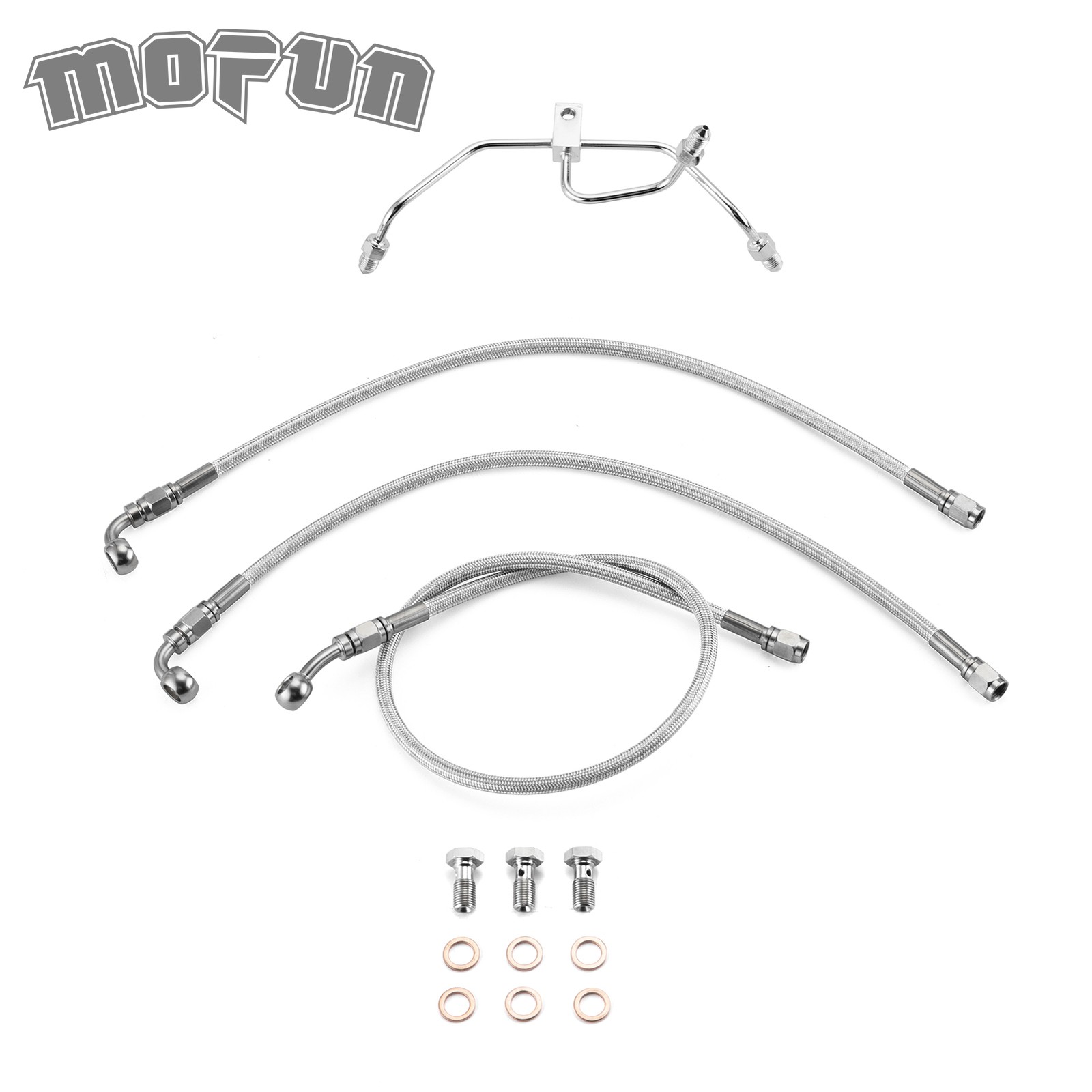 Chrome Stainless Steel Brake Line For Harley 12″-14″ Bar Dyna Fat Bob Non-ABS