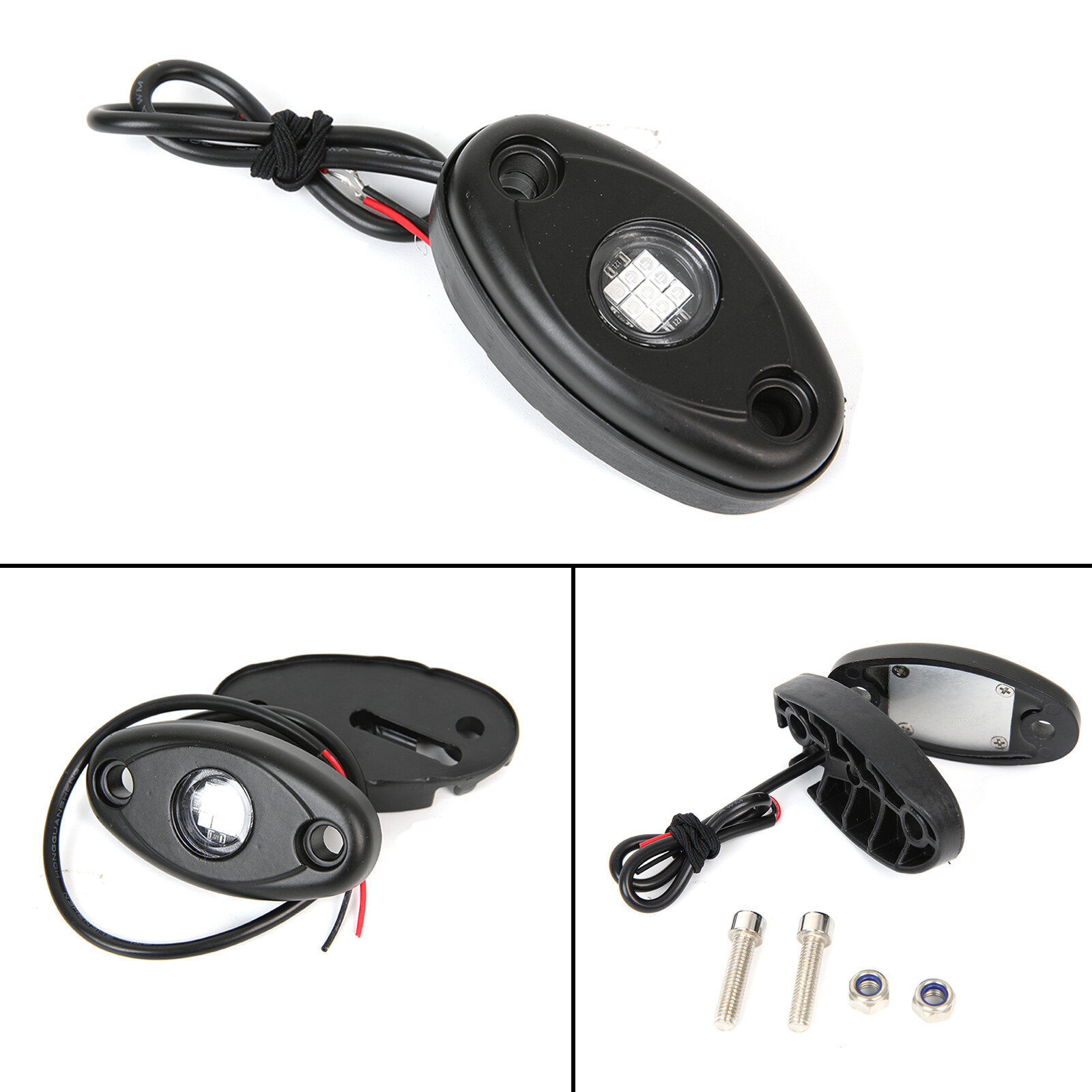 4 Pods Blue LED Underglow Rock Lights For Harley Honda Suzuki Yamaha Kawasaki US