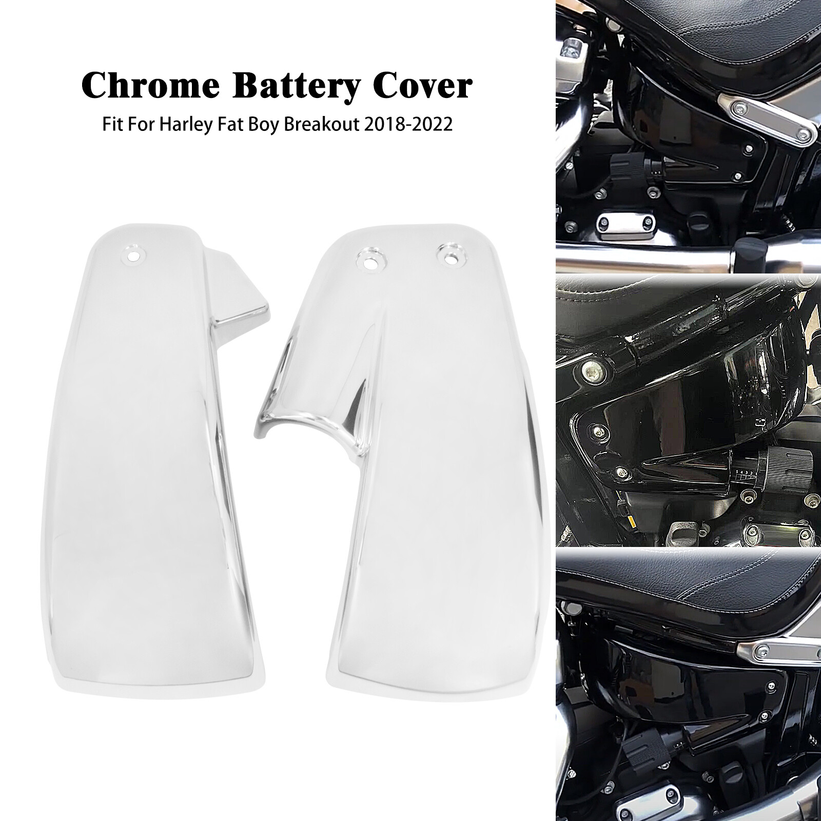 2 Pcs ABS Chrome Battery Side Fairing Covers Fit For Harley FLFB FXBR 2018-2023