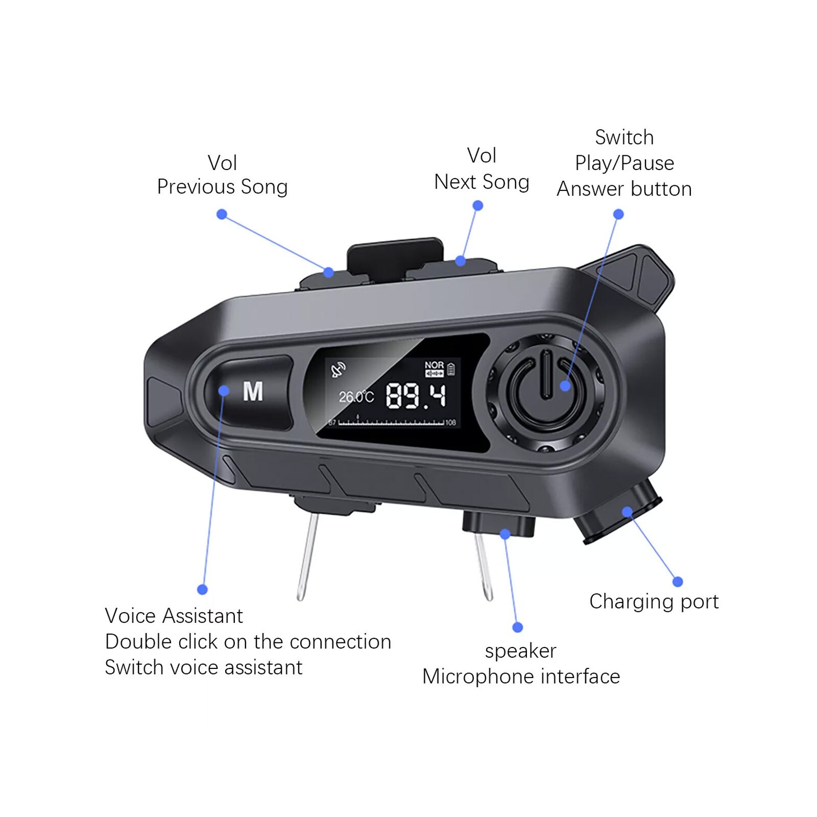 Bluetooth Motorcycle Helmet Headset Stereo IPX6 Headphone Speaker Hands-Free K94
