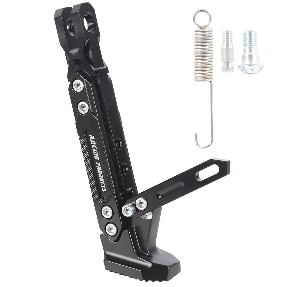 Motorcycle CNC Aluminum Alloy Adjustable Kickstand Foot Side Stand Black