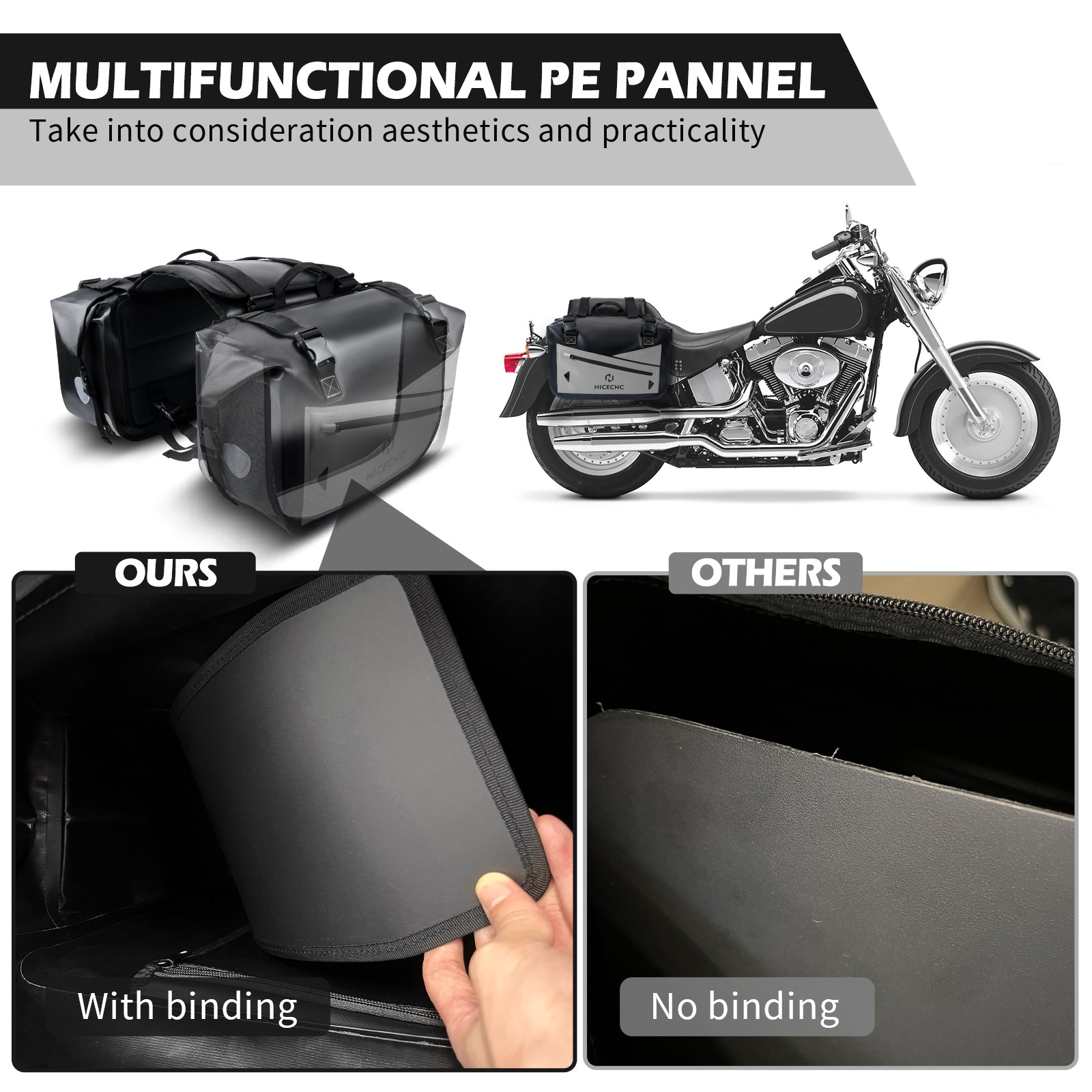 PVC Motorcycle Soft Saddlebags Waterproof Luggage For Kawasaki KLR650 KLX300