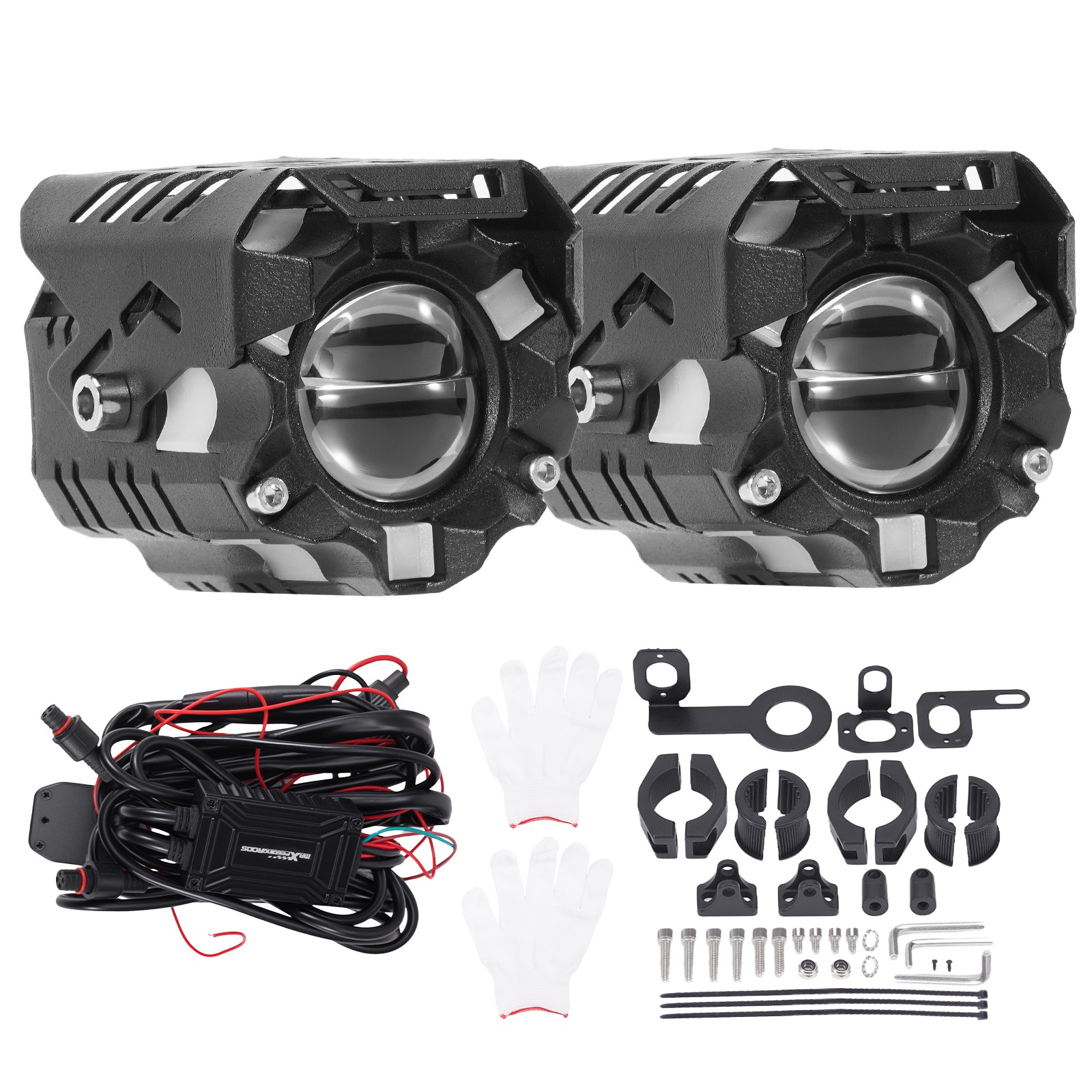 80W Auxiliary Spotlights LED for Motorcycle ATV UTV 12V 6000K IP67 w/Harness