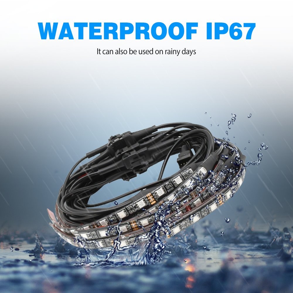 12Pcs RGB Motorcycle Waterproof 120LED Under Glow Lights Strip + Neon Kit Remote