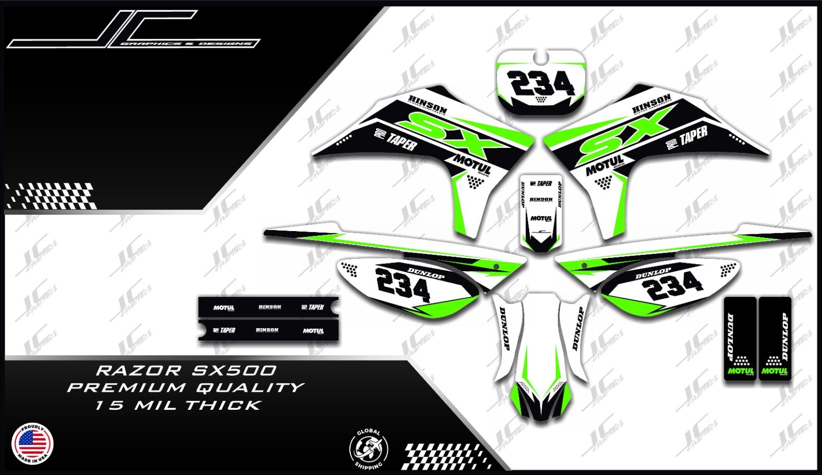 Razor SX500 graphics kit decals THICK AND HIGH GLOSS