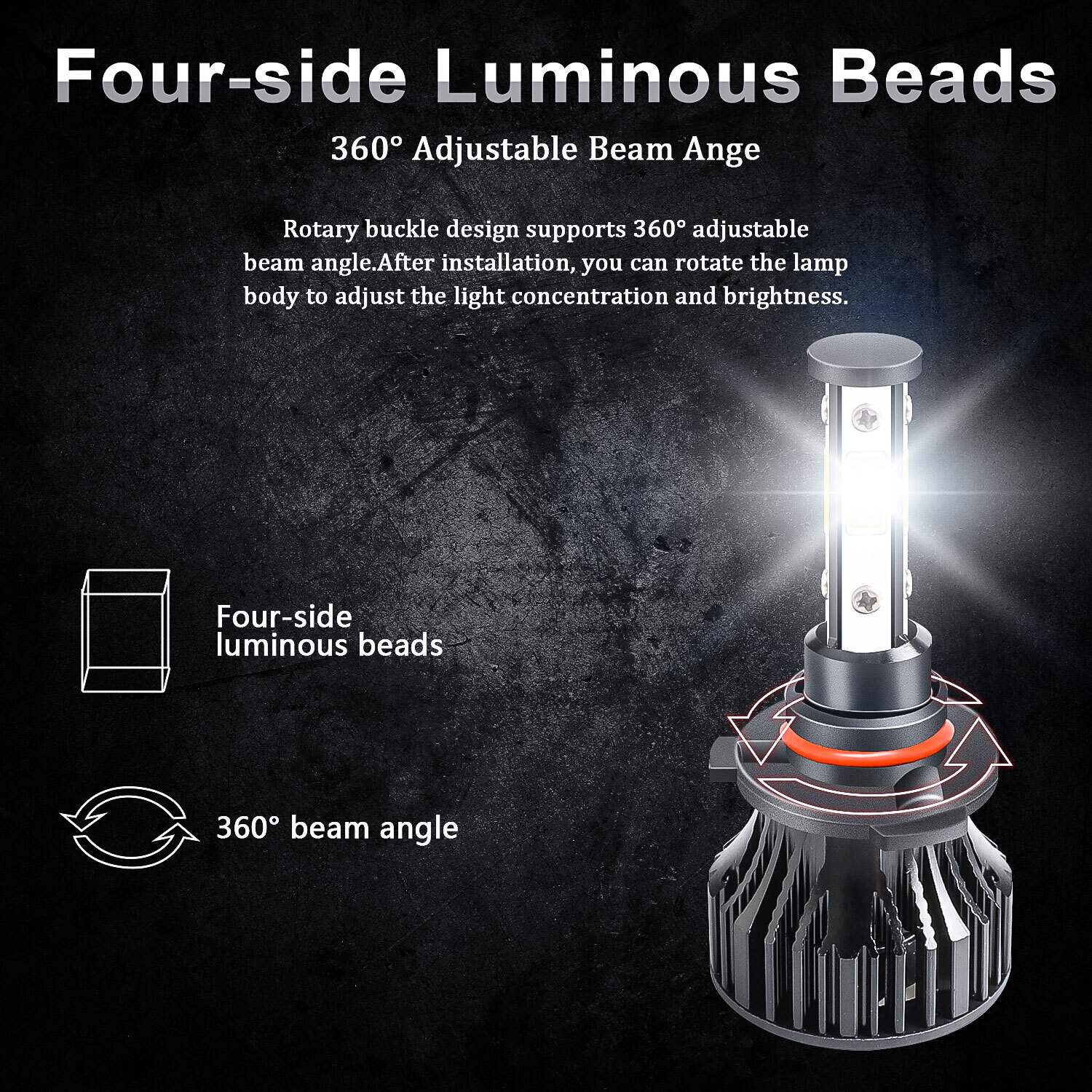 4side 9005+H11 LED Headlights Bulb High Low For Suzuki GSXR600 GSXR750 2008-2010