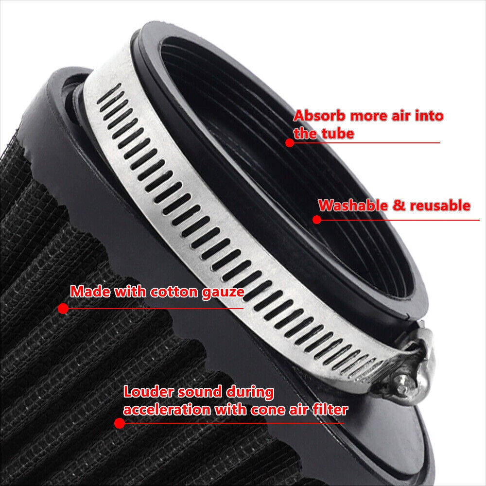 4x Universal Black 2.36in Motorcycle Air Intake Filter Cleaner Pod Replacement