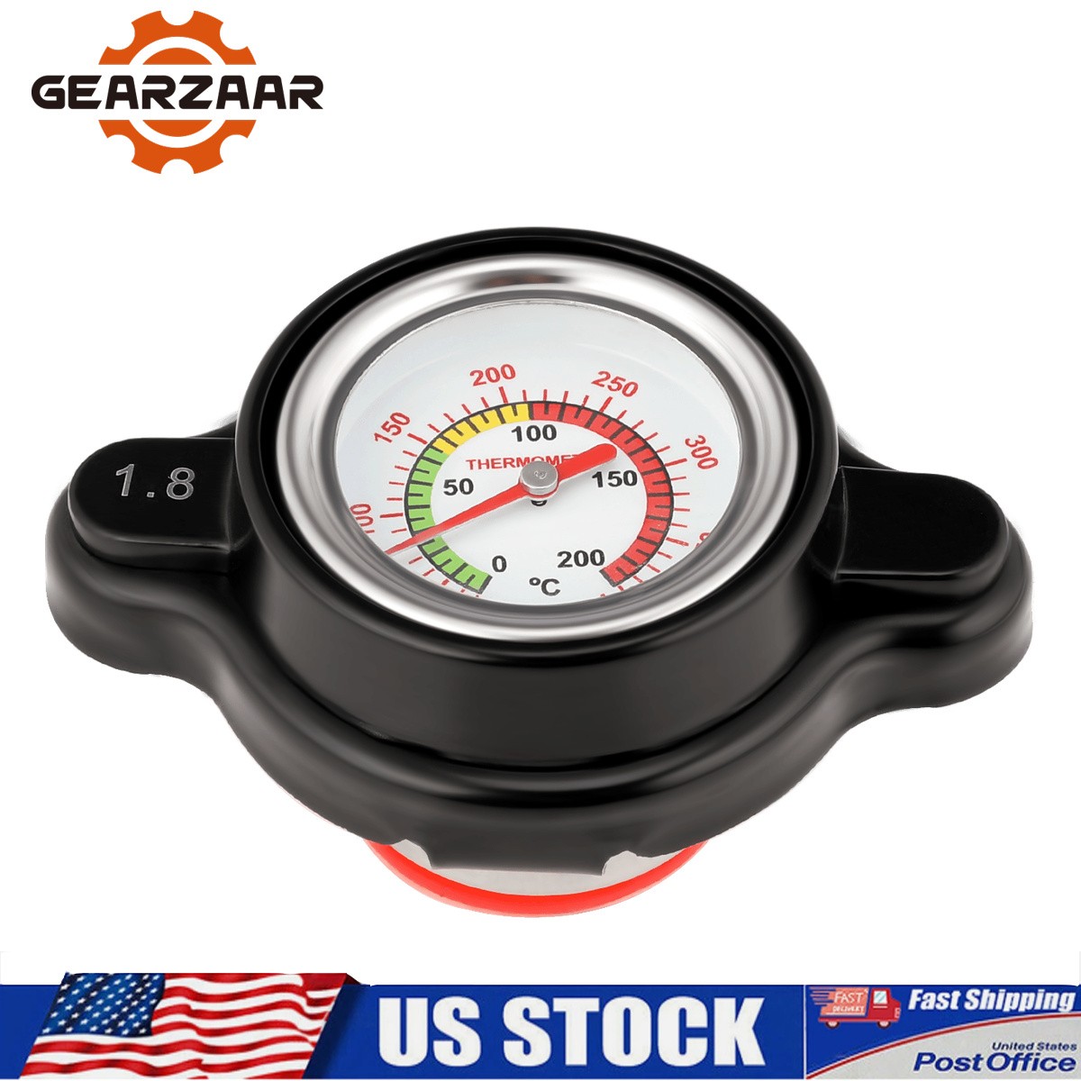 1.8 Bar High Pressure Radiator Cap w/ Temperature Gauge USA 1x US NEW ATV