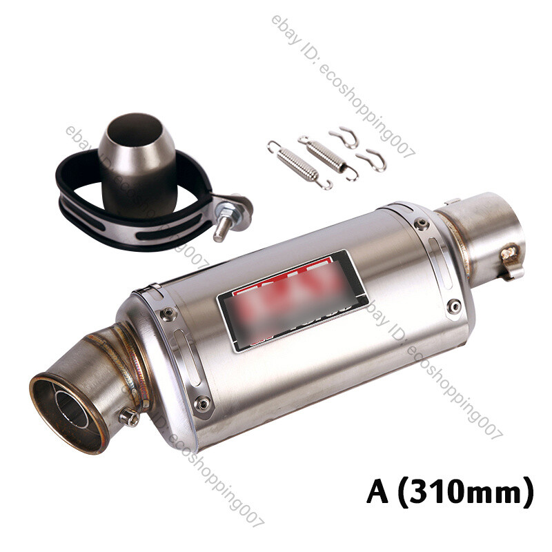 310 370 440mm Motorcycle Exhaust Tail Pipe Slip On 51mm Muffler Silencer Baffle