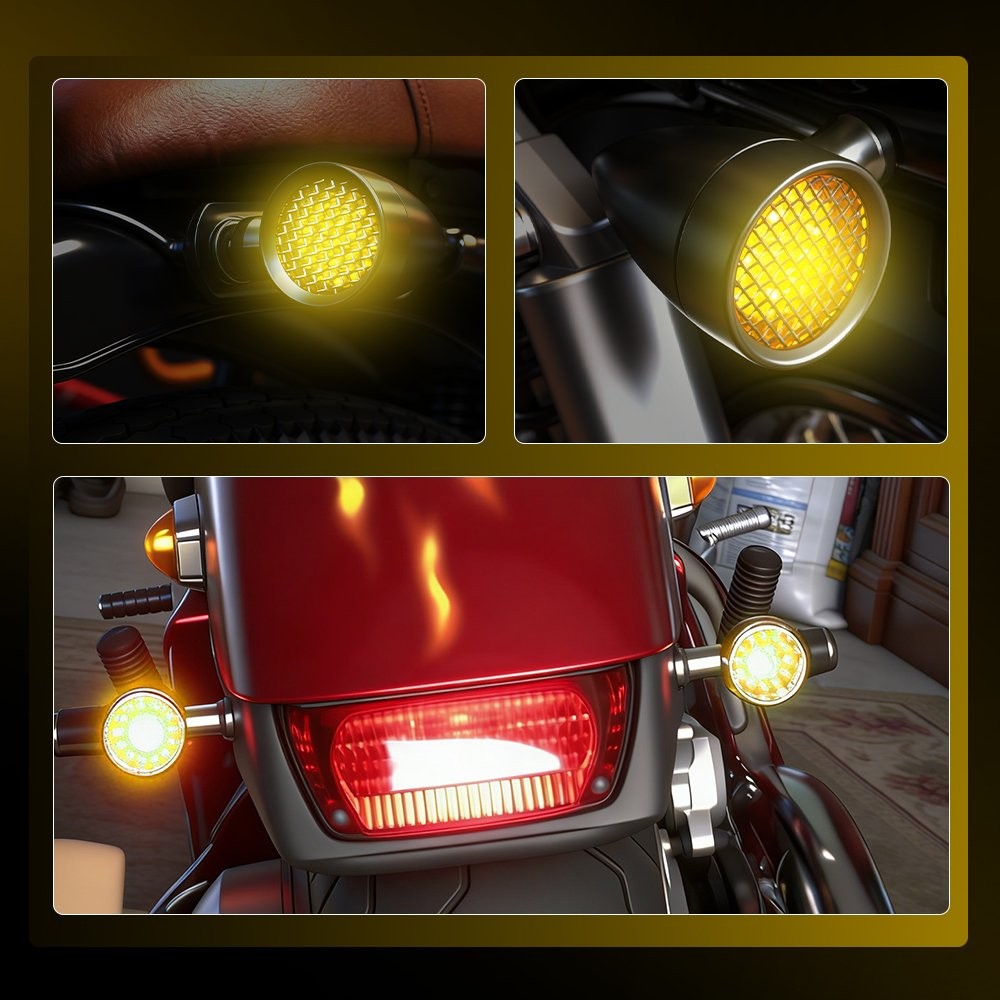 Black Motorcycle LED Amber Blinker Brake Running Tail Turn Signals Light 2-20X