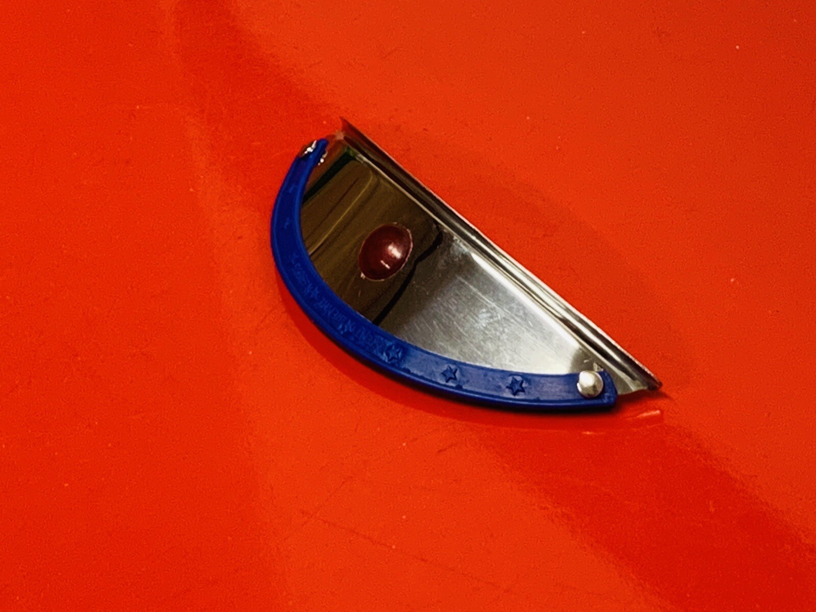 LAMBRETTA VESPA 130MM WIDE BIEMME STAINLESS STEEL HEAD LAMP PEAK WITH RED GEM