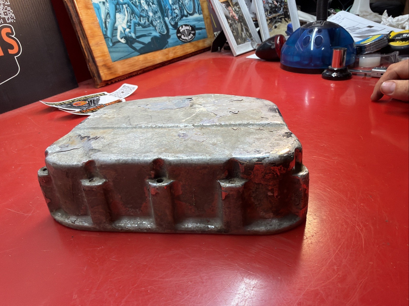 Harley Panhead Cast Aluminum Rocker Box Chopper ONE SINGLE BLEM CORROSION ART