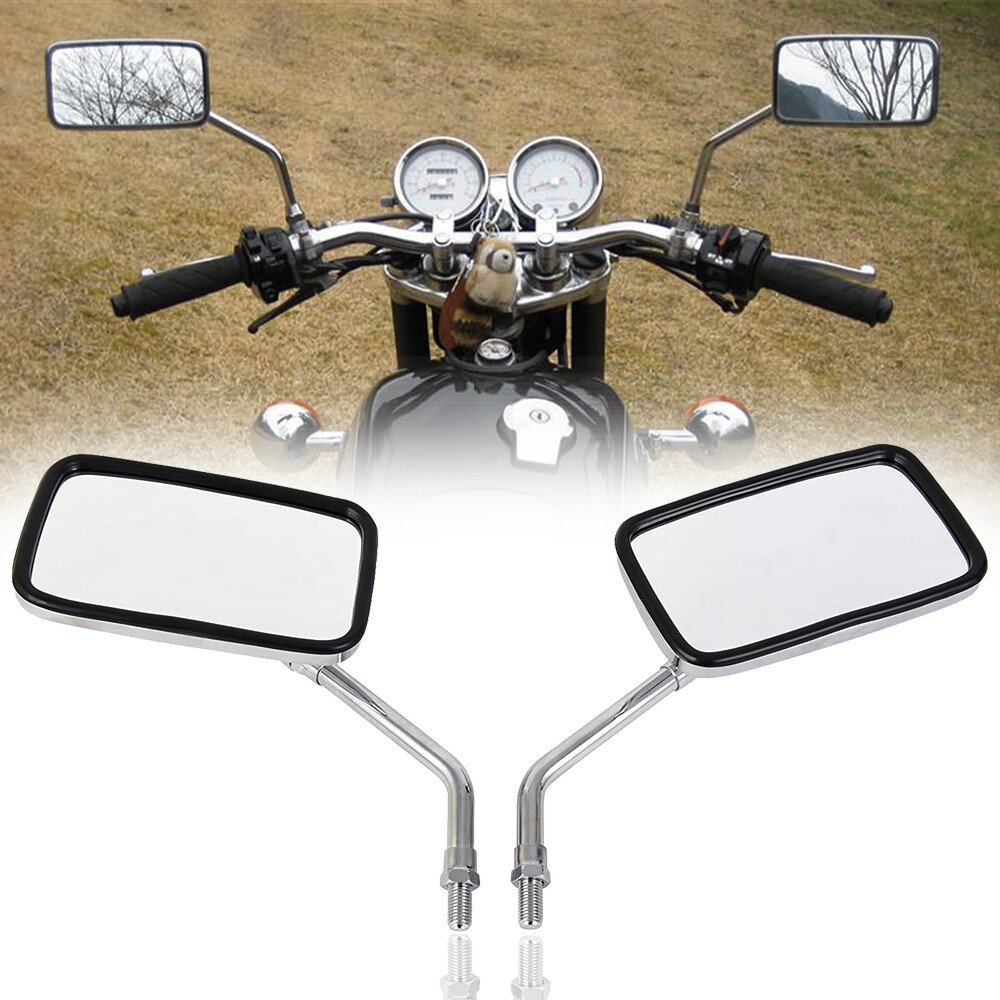 Chrome Rectangle Motorcycle Rearview Mirror 10MM For Suzuki GZ250 GZ 250 TU250 X