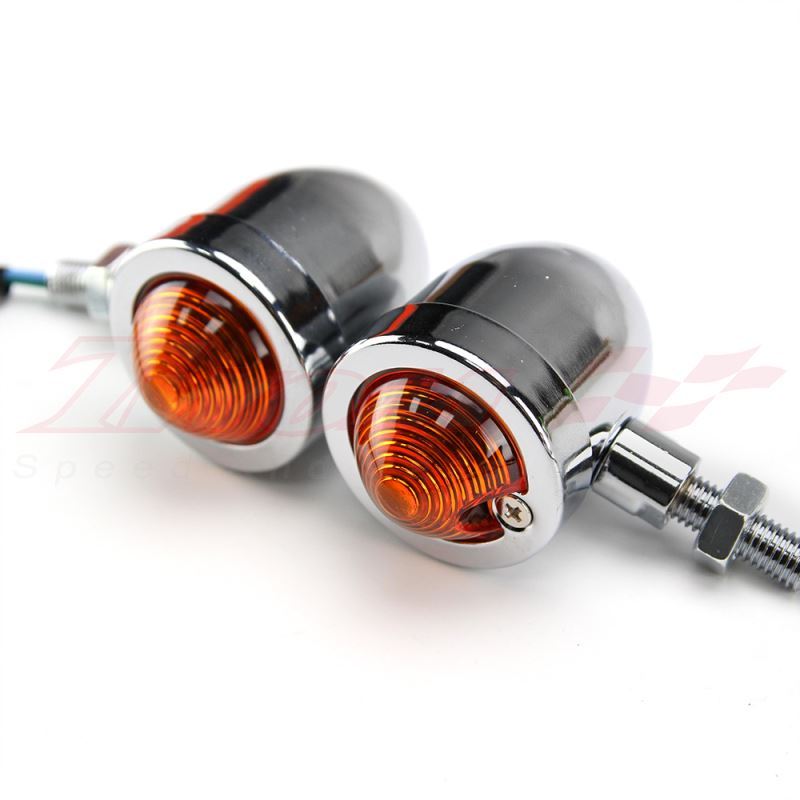 4x Universal Motorcycle Chrome Bullet Blinker Turn Signal Indicator Amber Lights