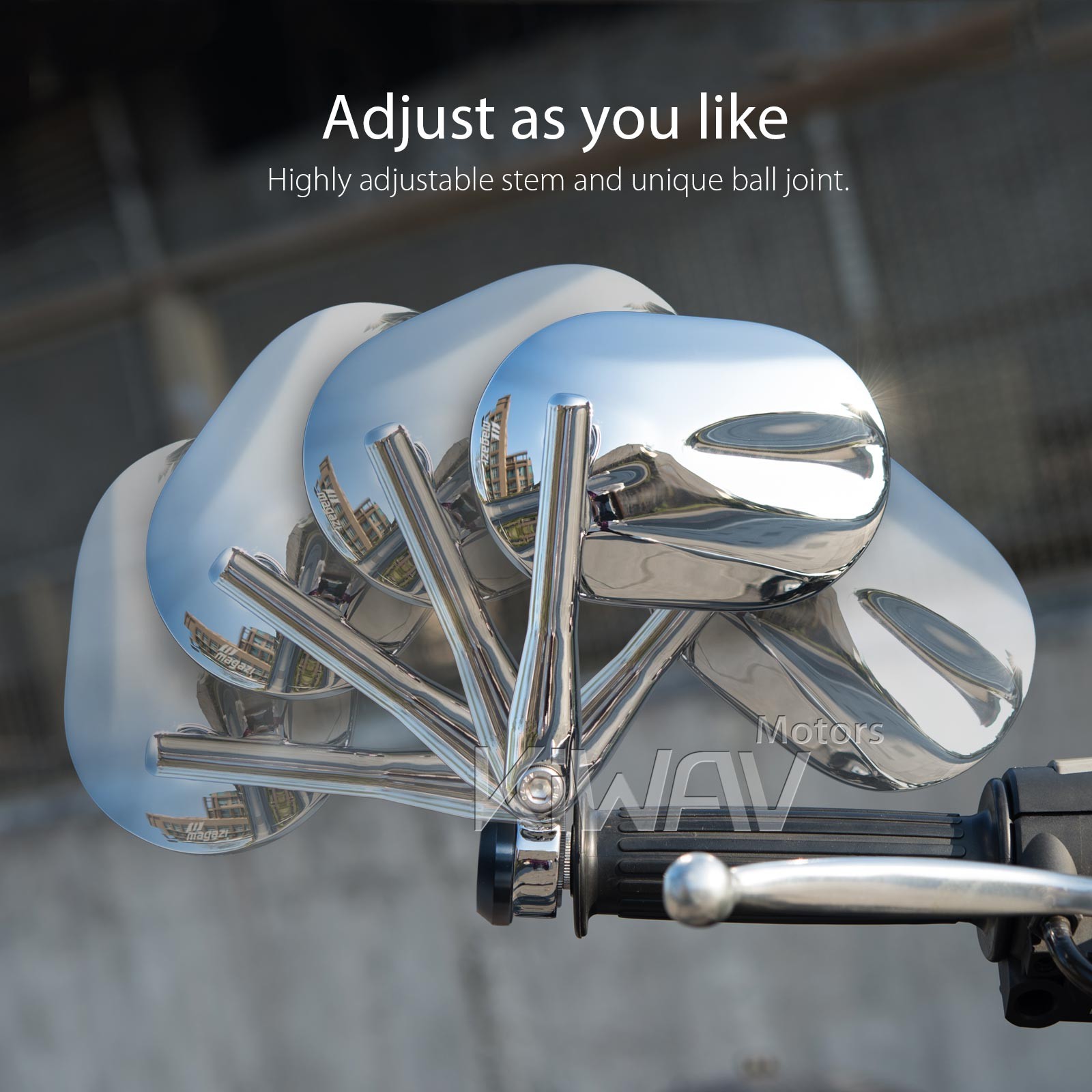 Bar end mirrors STARK chrome oval heavy 1″ hollow bar ID 17.5-24.9mm fits Yamaha