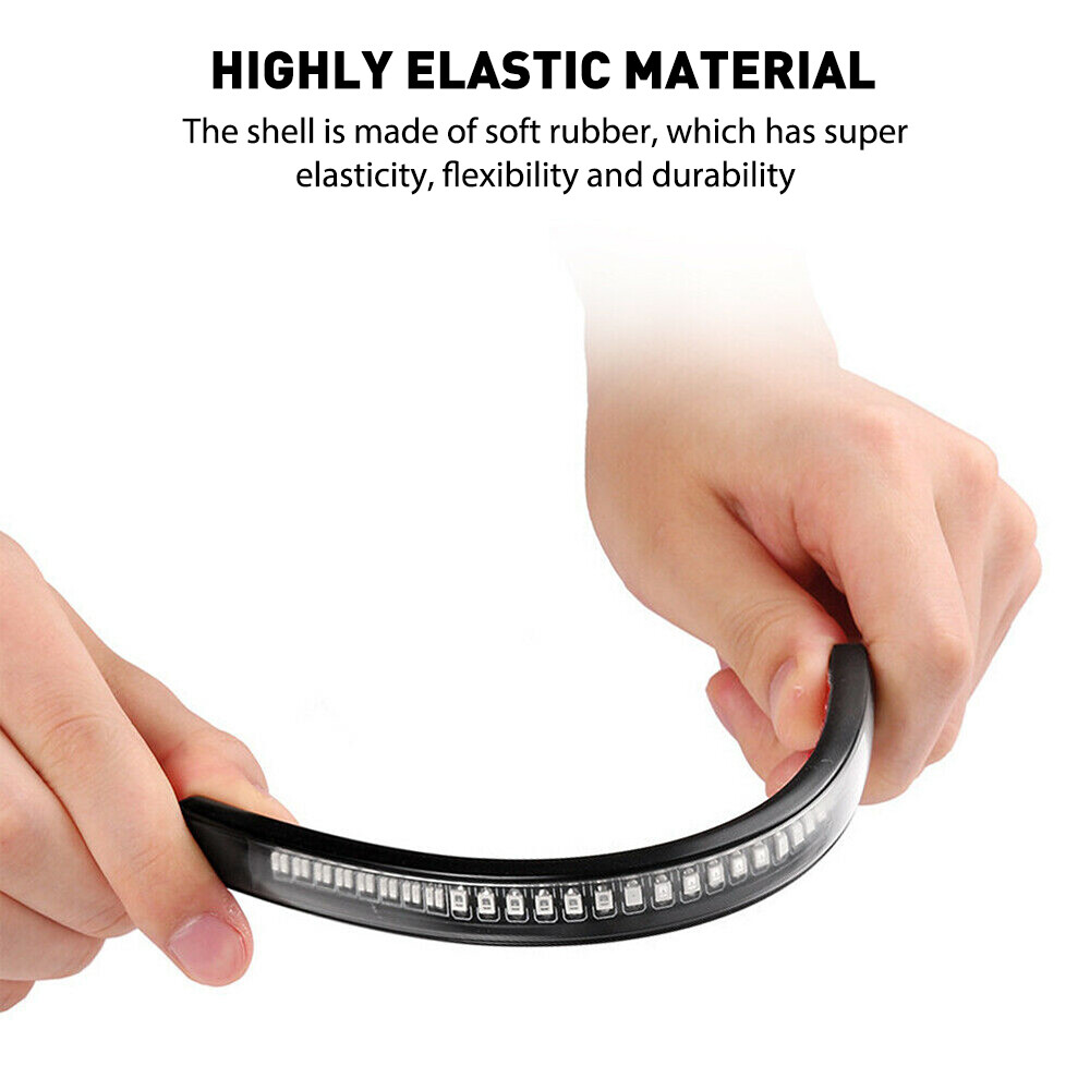 2 Flexible Motorcycle LED Strip 48LED Brake Stop Turn Signals Running Tail Light