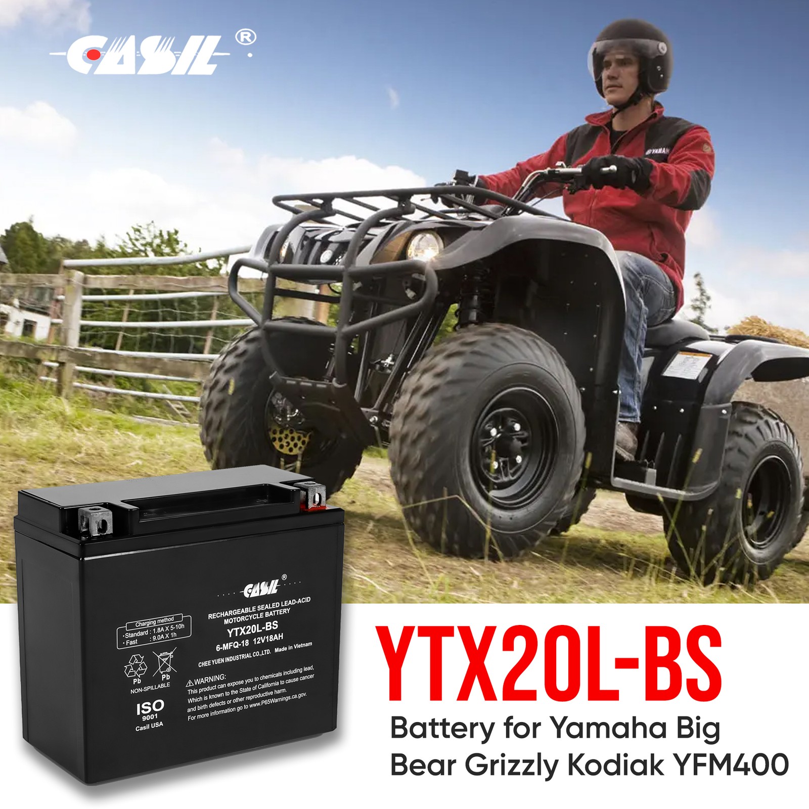 YTX20L-BS Motorcycle Battery Replacement for KAWASAKI (JET SKI) 400CC JS400 1976