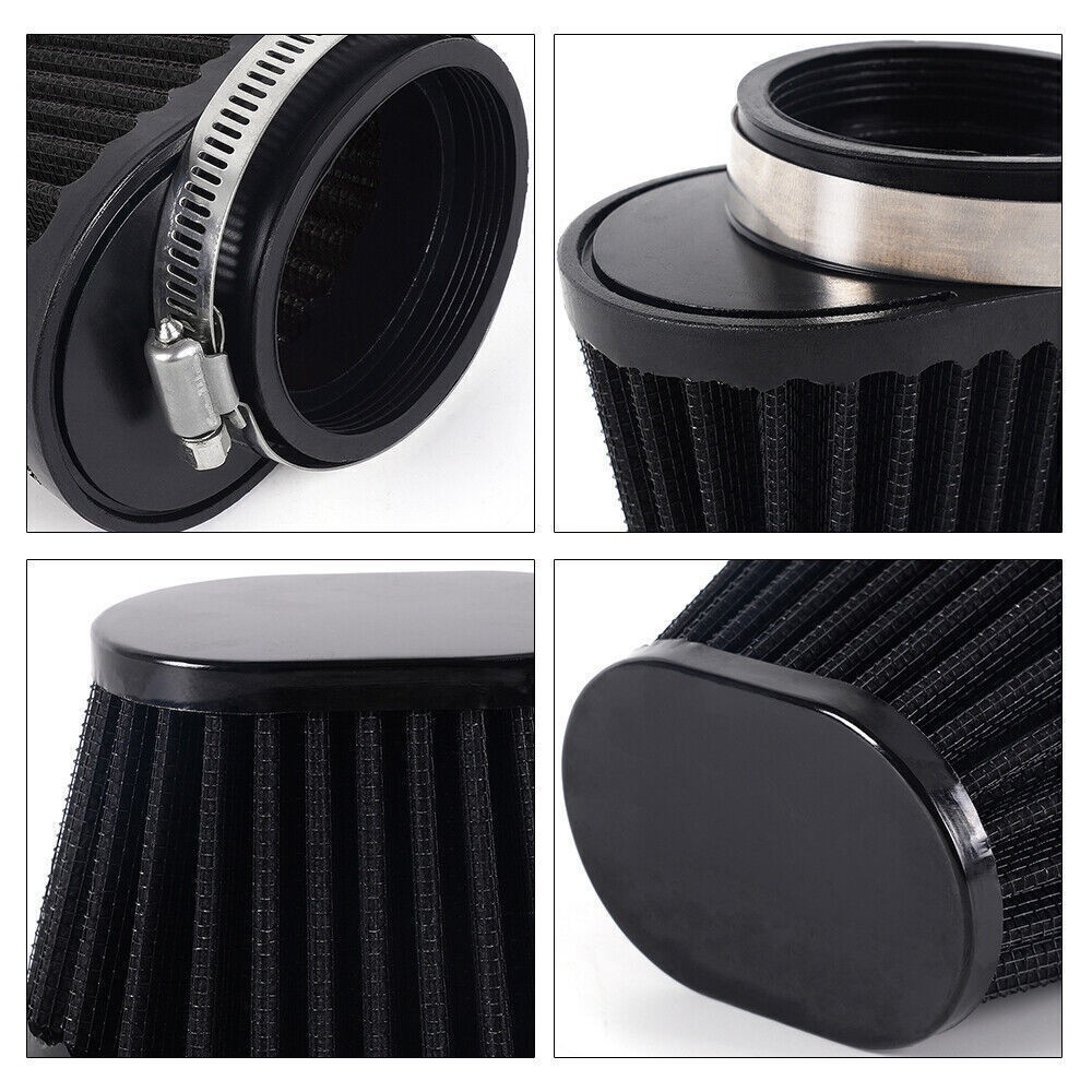 2PCS Universal Black 2.36in Motorcycle Air Intake Filter Cleaner Pod Replacement