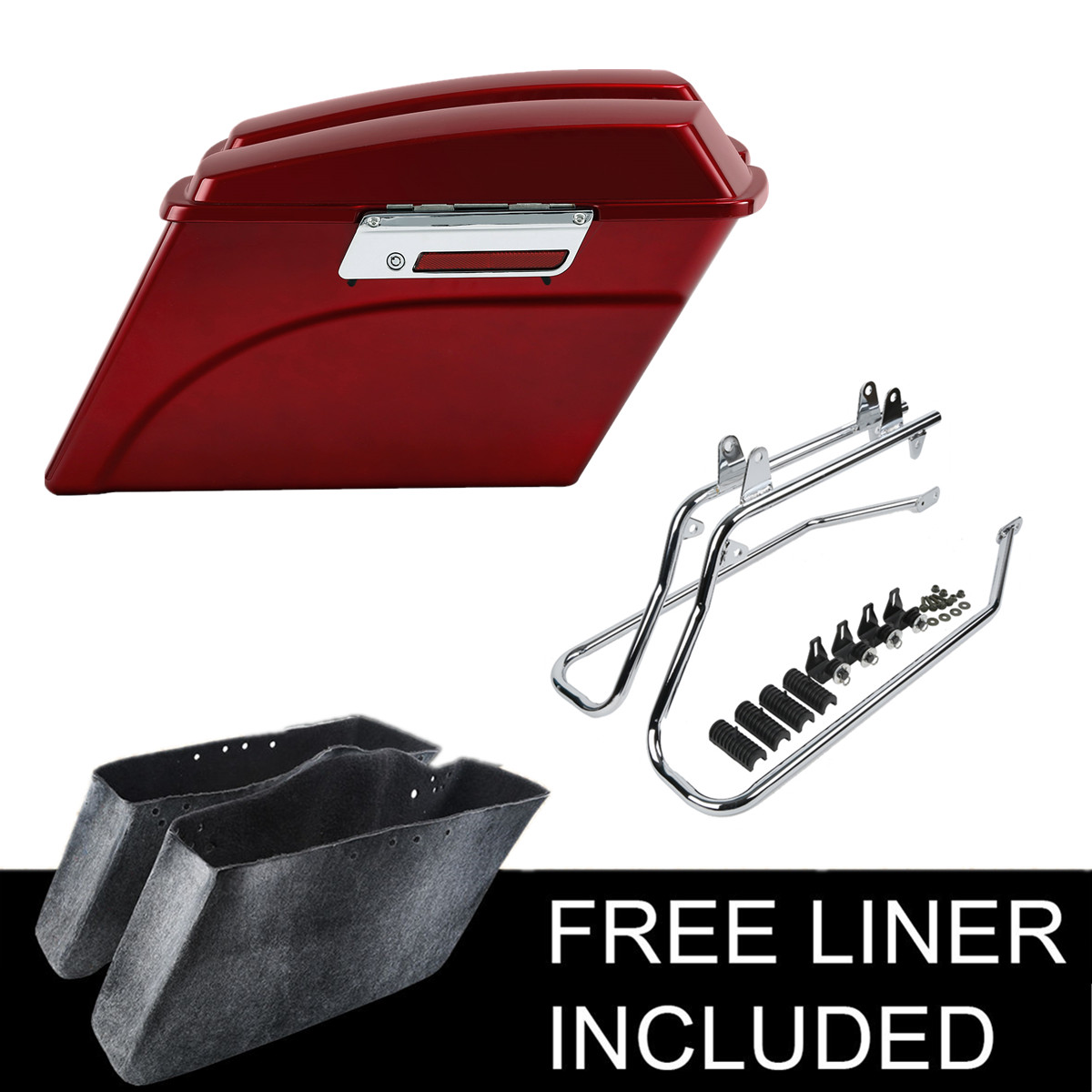 Red Hard Saddlebags W/ Conversion Bracket Fit For Harley Softail 1984-2017 2015