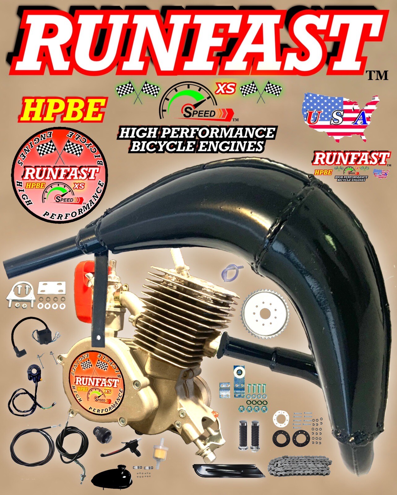 HAWAII ALASKA PUERTO RICO 100cc 2 Stroke YD100 Motorized Bicycle Engine kit