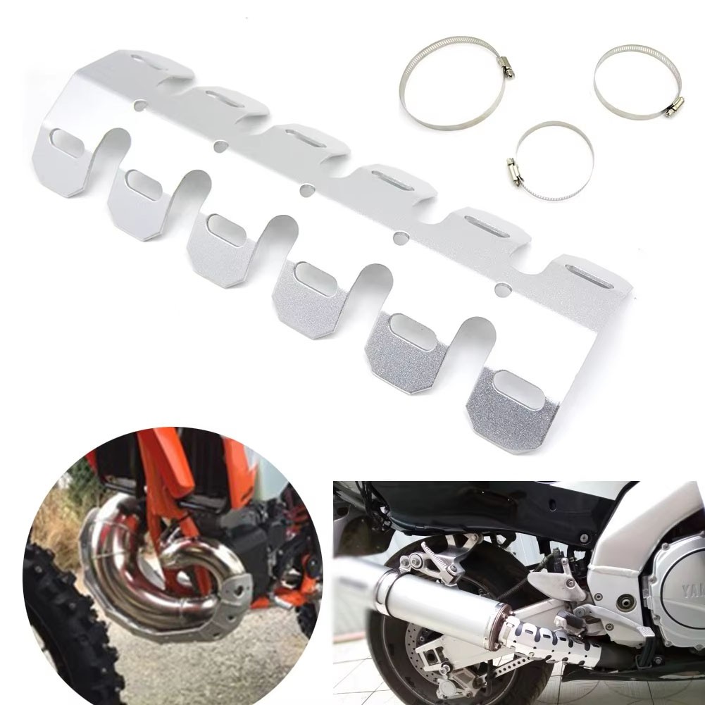 Motorcycle Universal 9.8in Exhaust Pipe Metal Heat Shield Cover ATV Dirt Bike