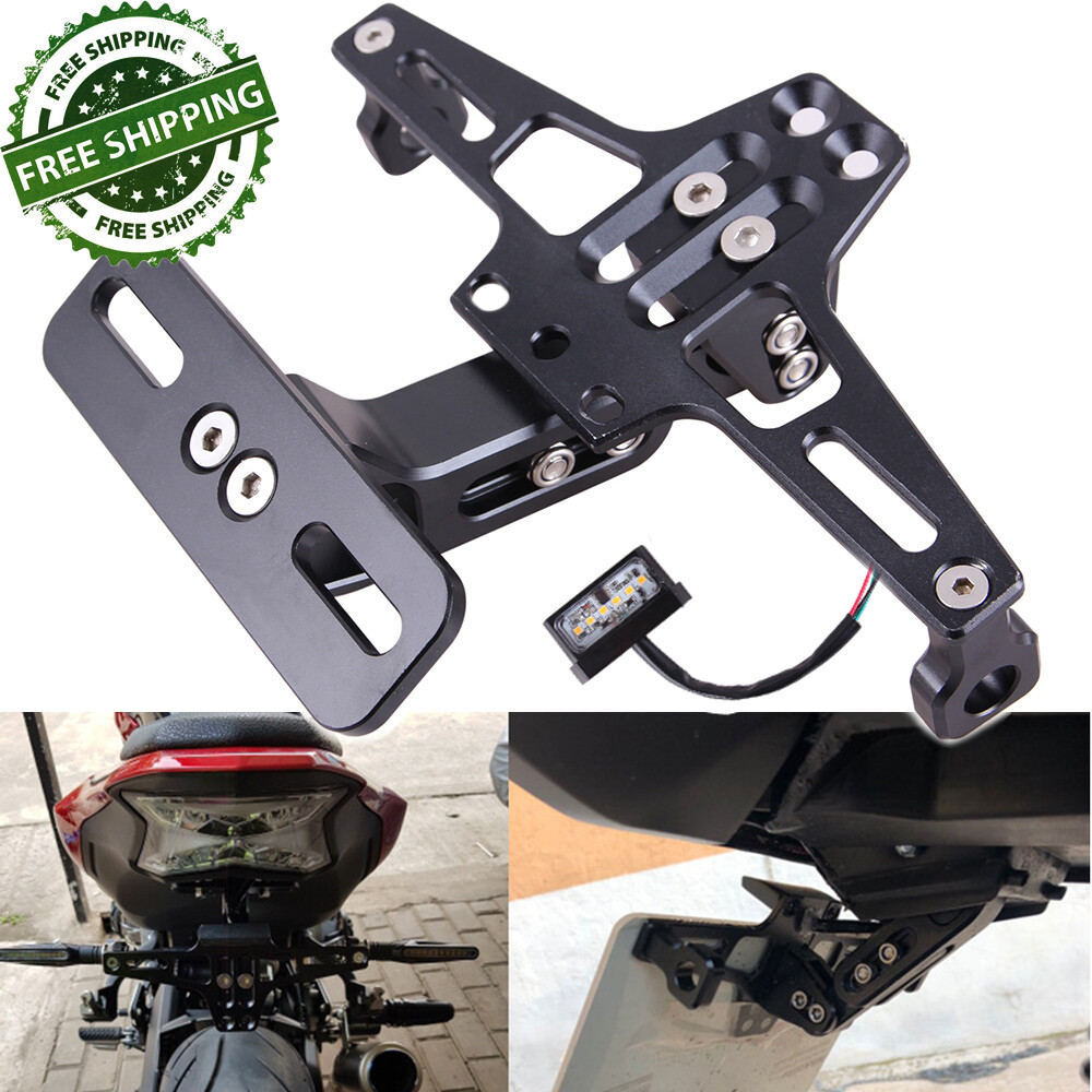 Motorcycle Fender Eliminator Kit License Plate Holder Bracket W/ LED Taillight