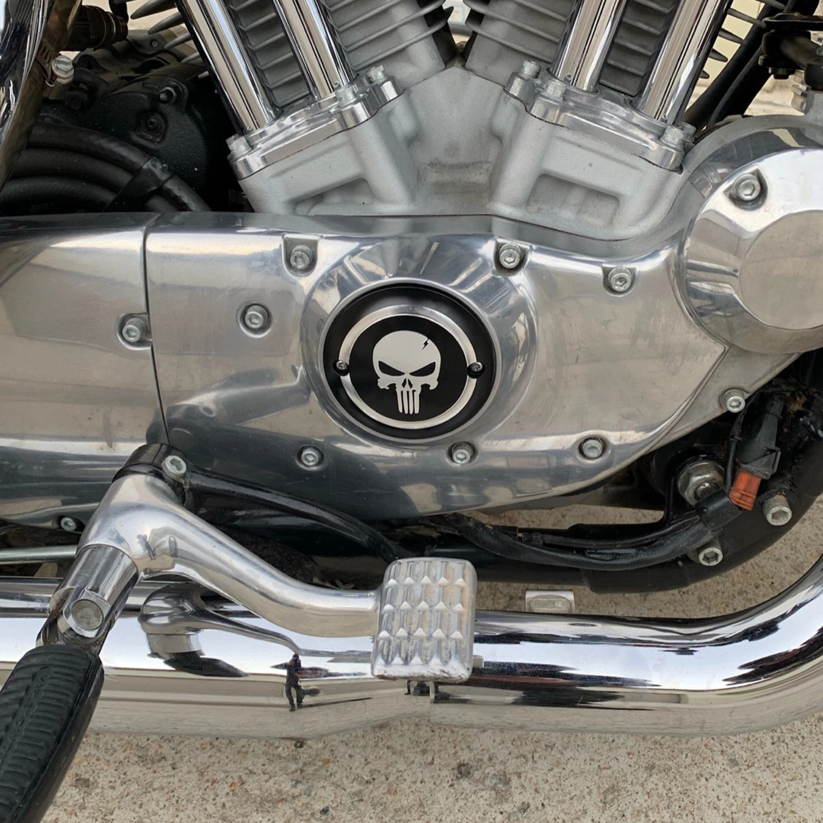Punisher Skull Derby Timing Timer Cover For Harley Iron Sportster XL XR 883 1200