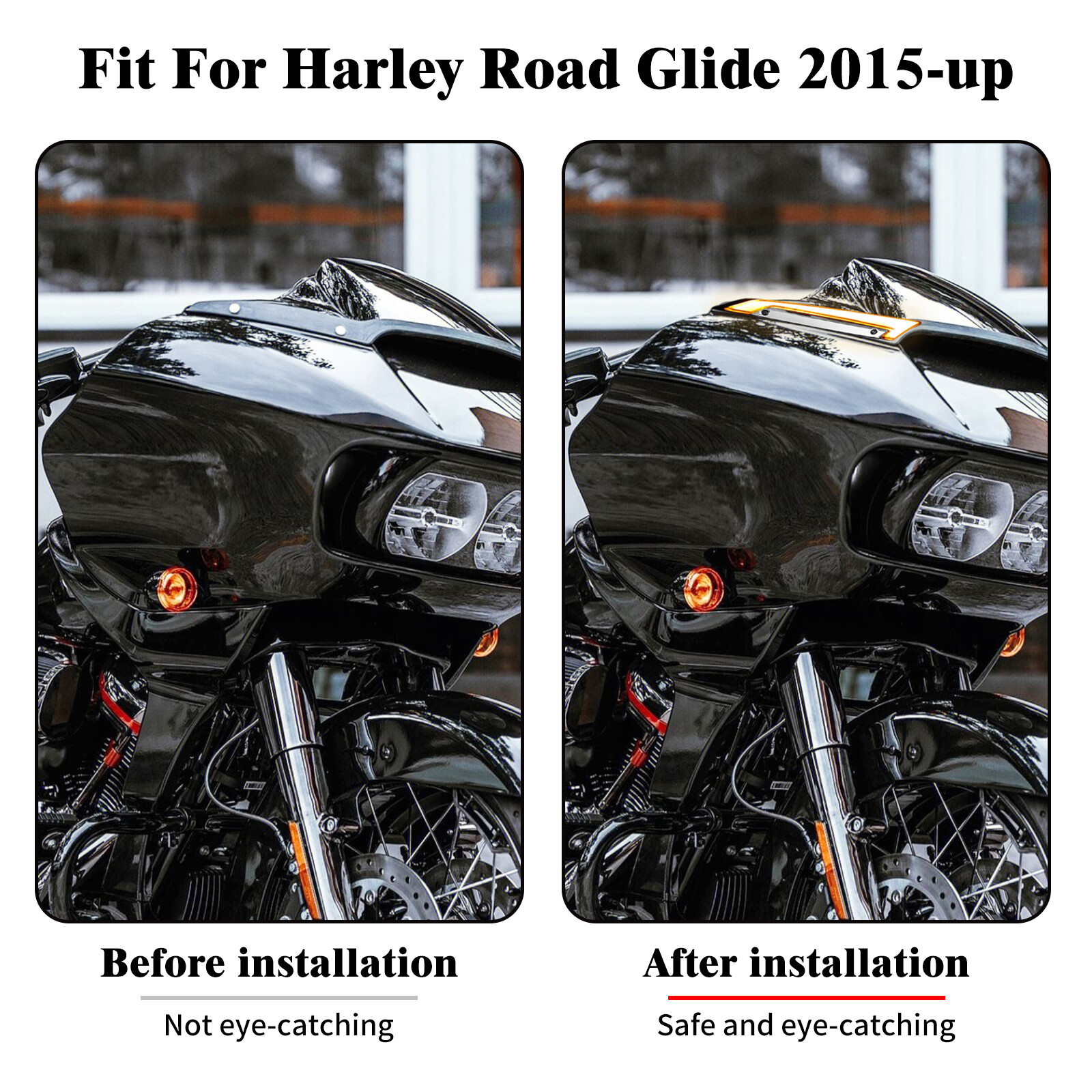 Chrome Windshield Trim w/ LED Turn Signal Light Fits For Harley Road Glide 15-23