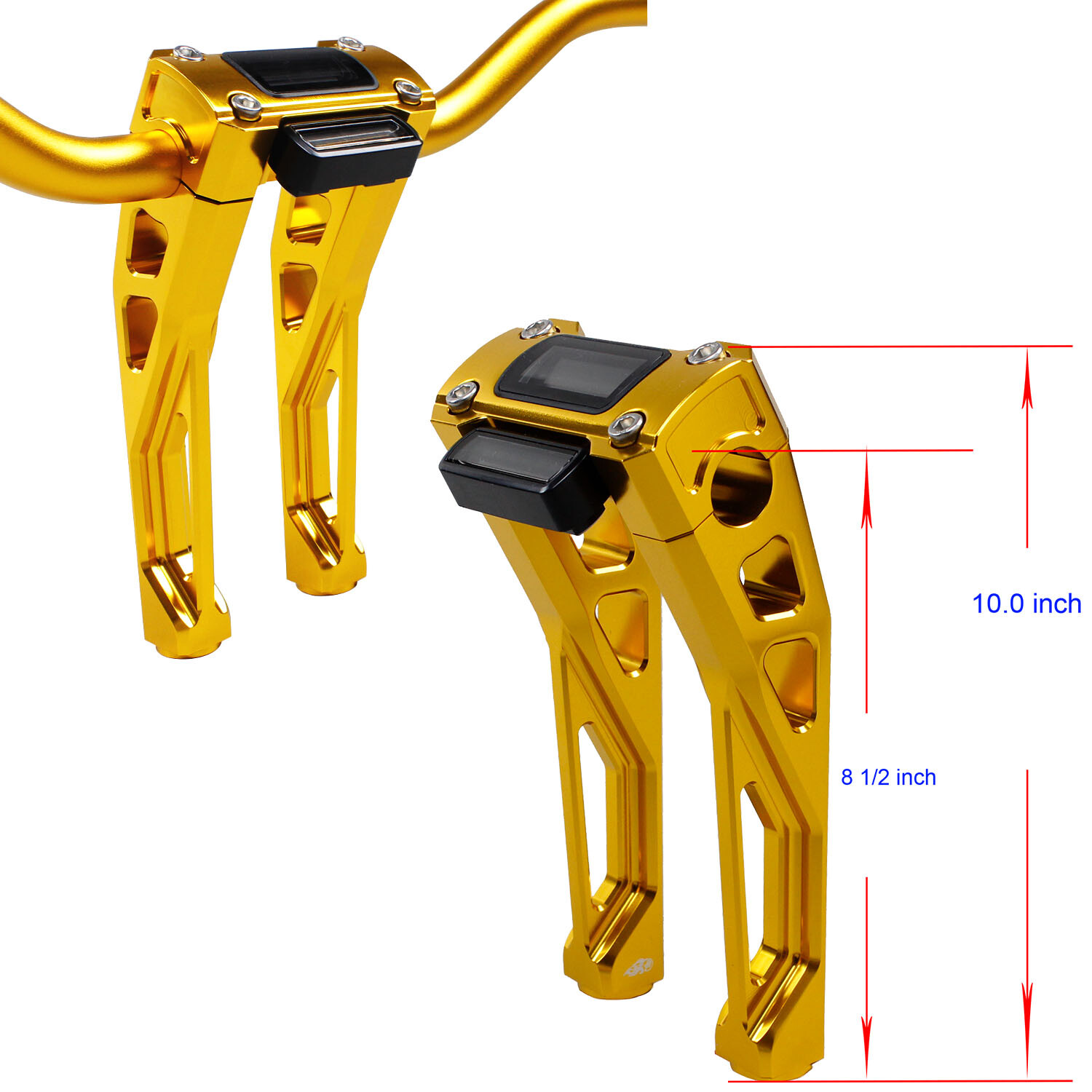 Gold 8.5″ Pullback 1.0″ Handlebar Risers Kit for Harley 22-24 Low Rider ST FXBBS