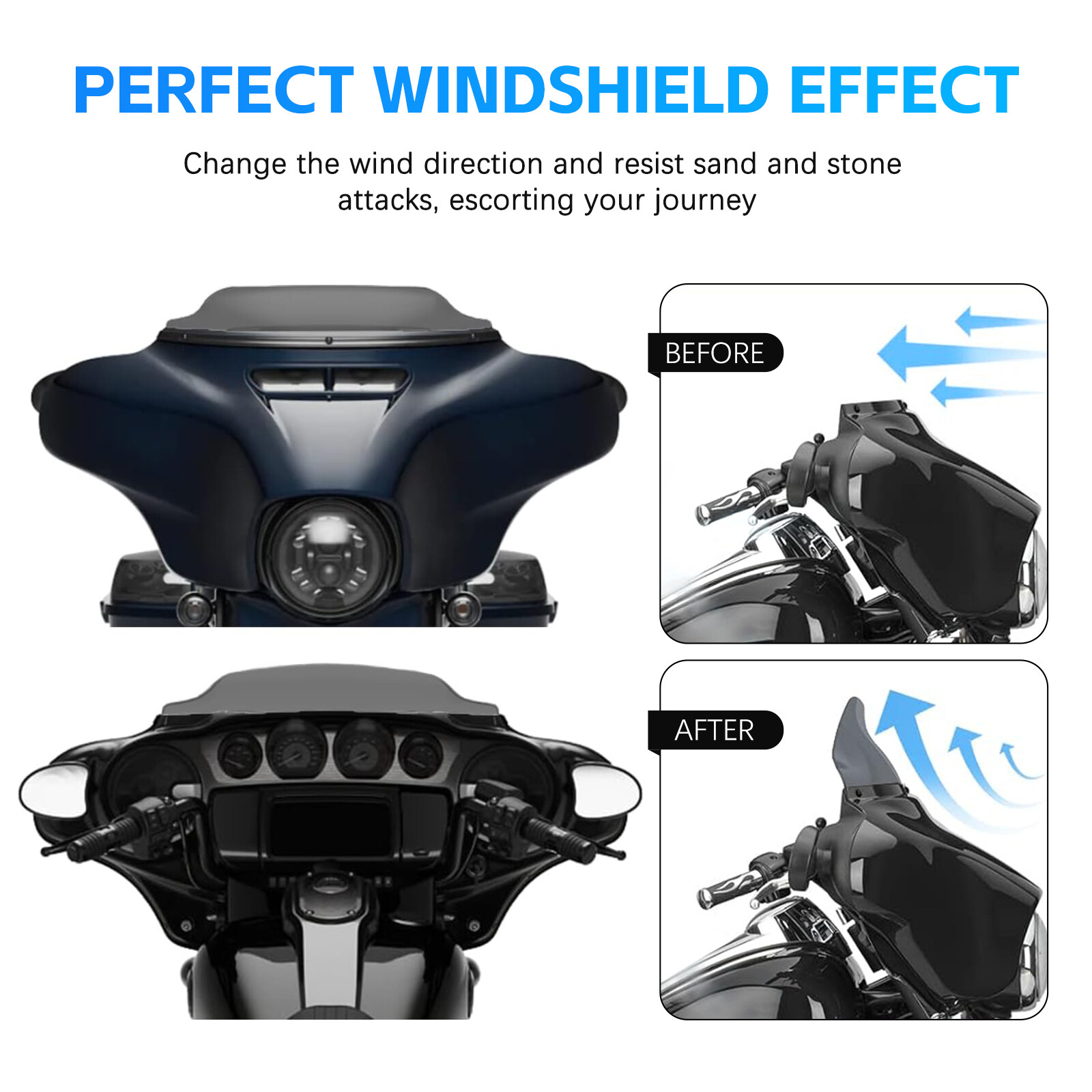 Smoke 8” Wave Windshield Windscreen for Harley Touring FLHT FLH FLHX 1996-2013