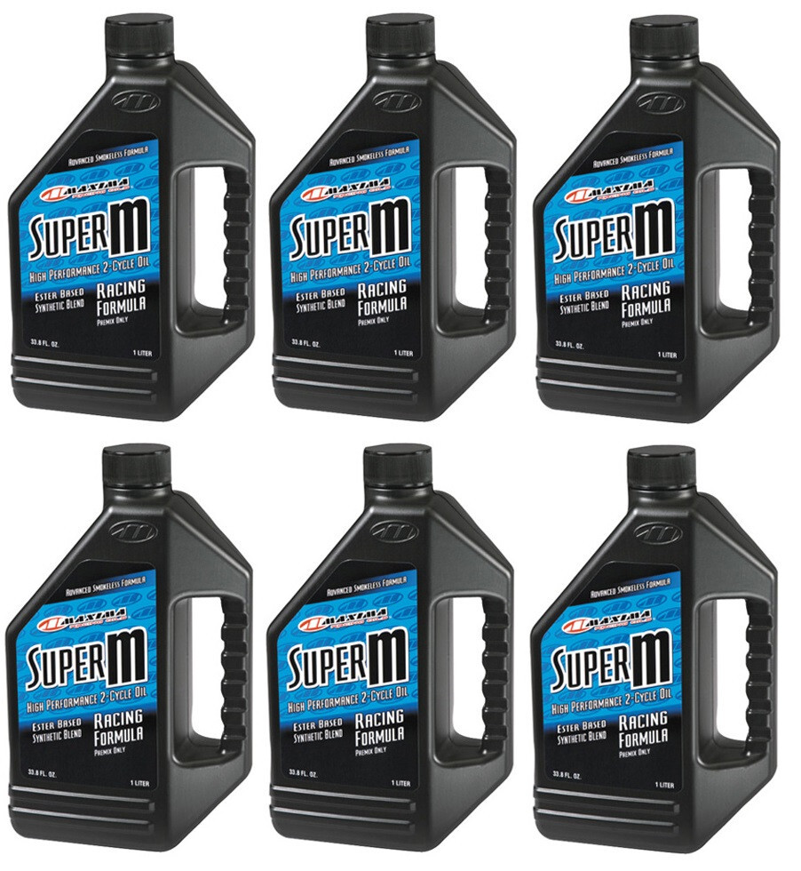 6 Bottles 1L Liter Maxima Super M Semi-Synthetic Ester 2-Stroke Oil Motorcycle
