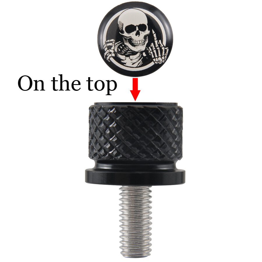 Black Rear Seat Bolt Screw Billet Aluminum Skull Head Knurled For Harley Touring