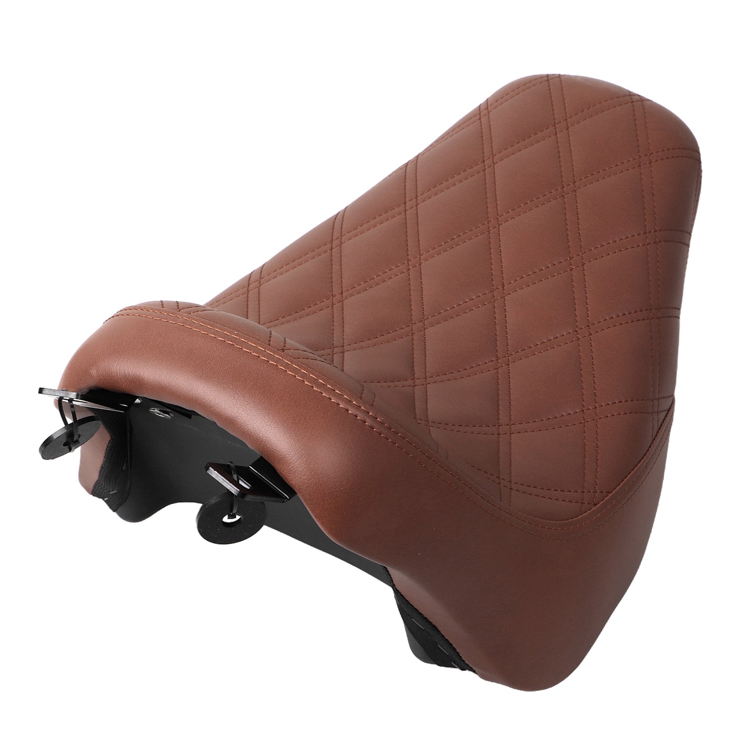 Diamond Brown Synthetic Leather + Ultra-Foam Solo Driver Seat For Harley Softail