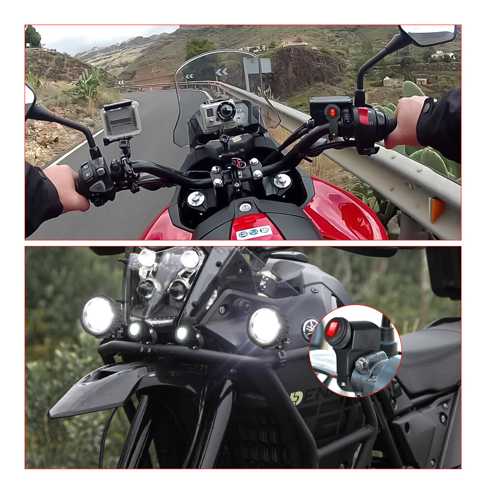 2x 80W LED Spot Light Auxiliary Headlight Driving Fog Lamp Motorcycle Wiring Kit