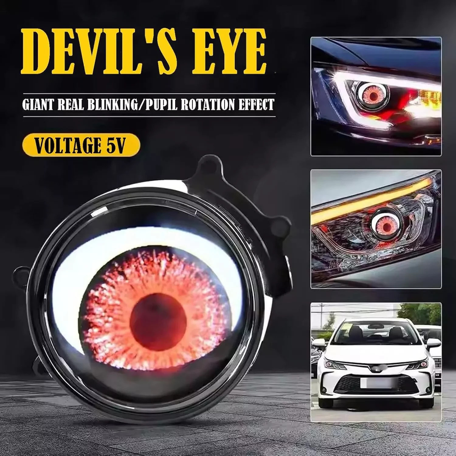 2 IN 1 Devil Eyes LED headlights dynamic remote 33 modes of lenses Blink lights