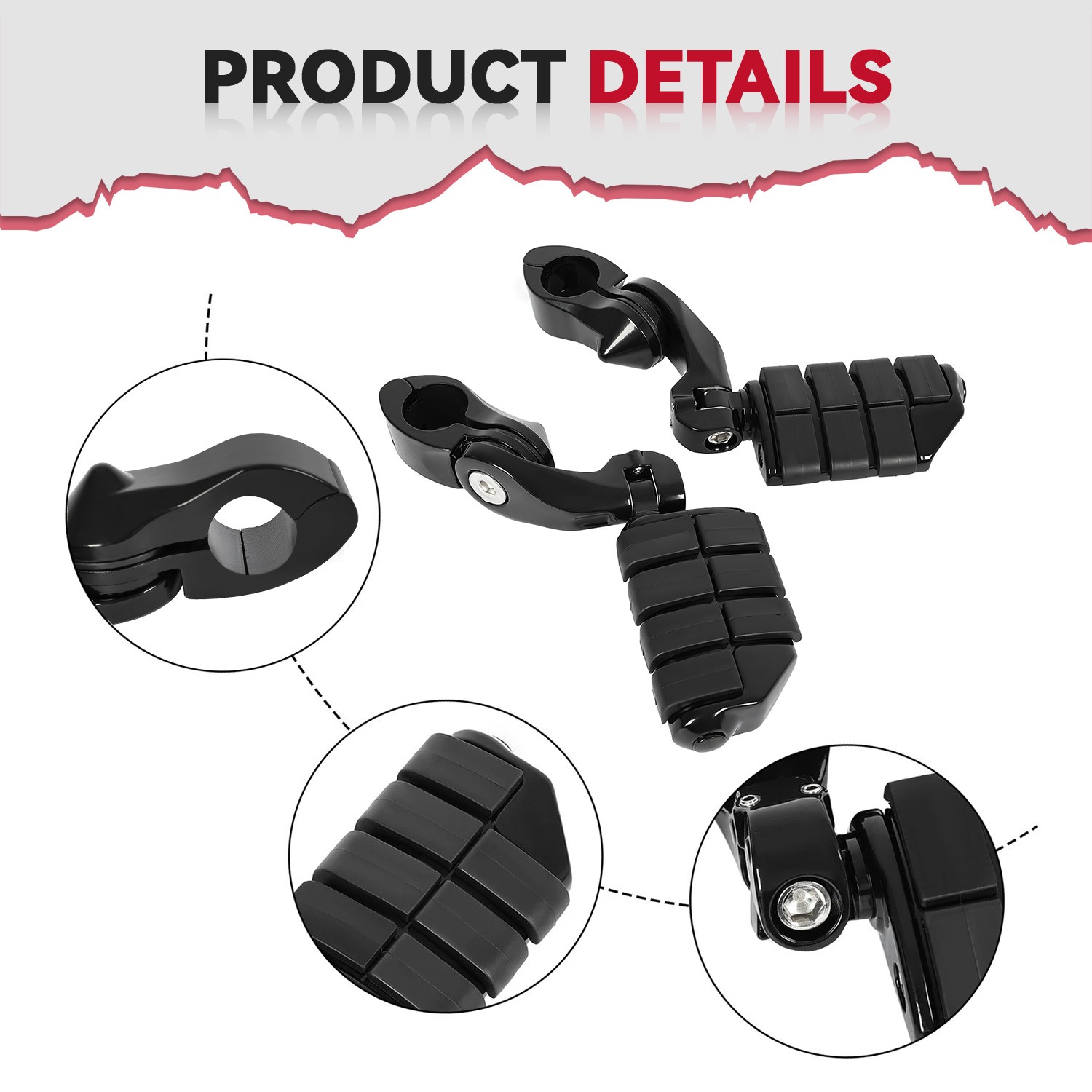 1-1/4″ Adjustable Foot Highway Pegs For Harley Touring Road King Street Glide