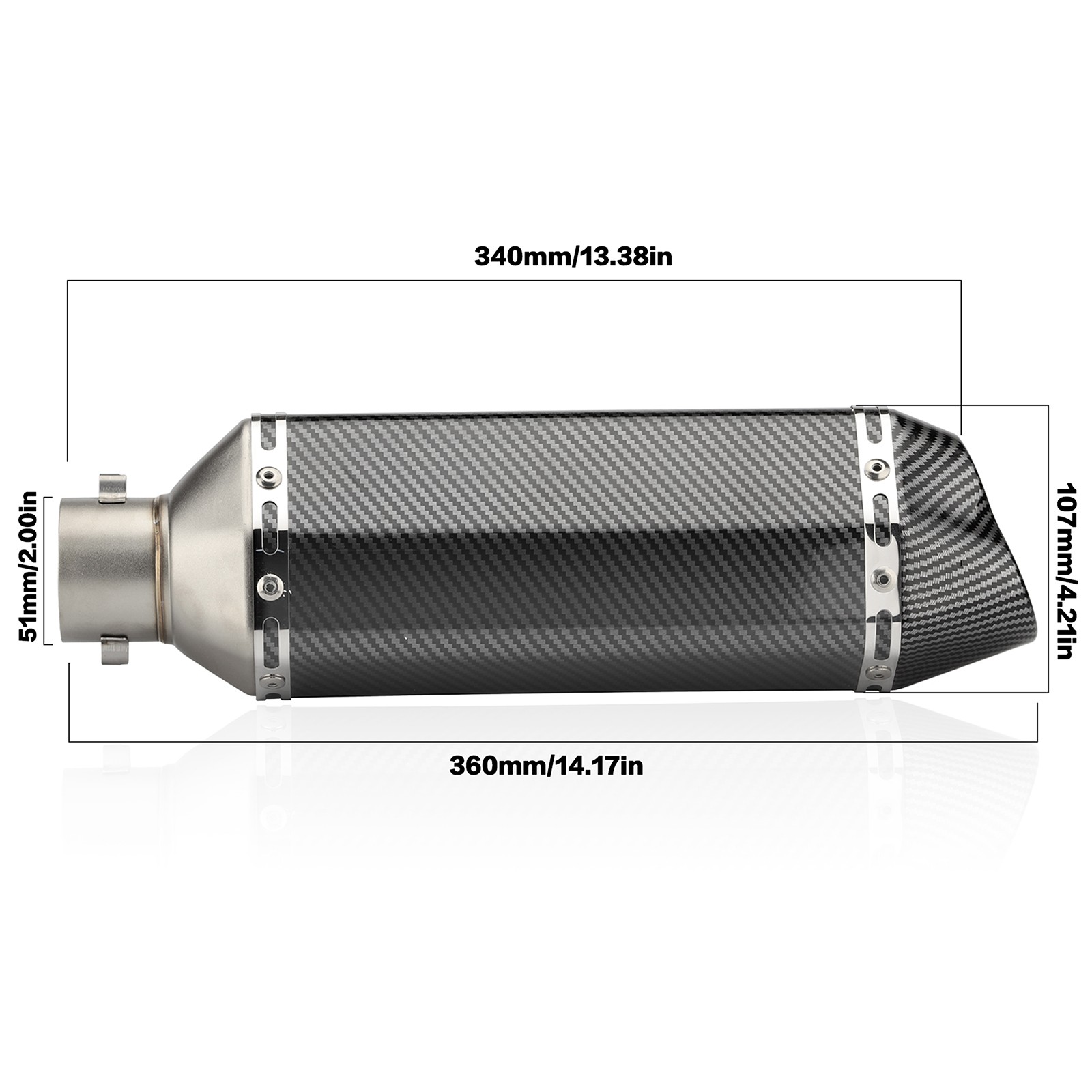 2″ 51mm Universal Motorcycle Exhaust Double Tip Muffler Tail Pipe Dirt Bike ATV