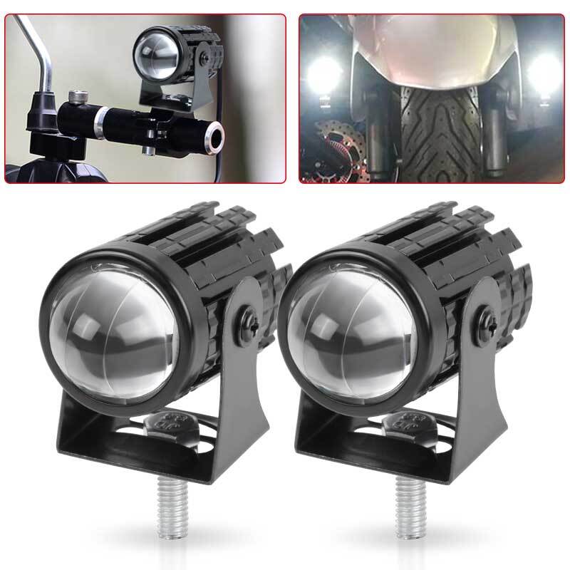 2X LED Motorcycle Spot Light Mini Headlight White Hi/Lo Driving Fog Lamp ATV UTV