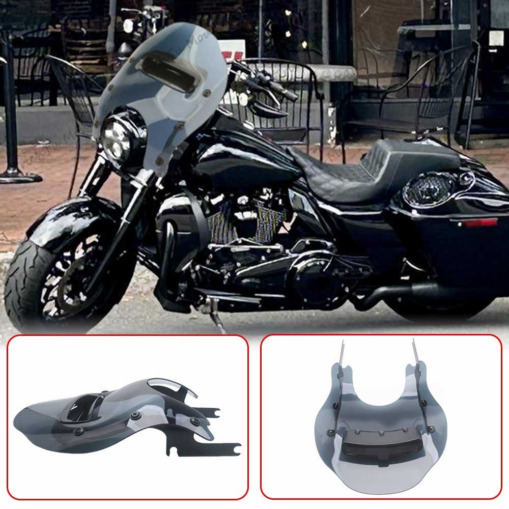Smoke Windshield Vented Windscreen Mount Set For Harley Road King Special FLHRXS