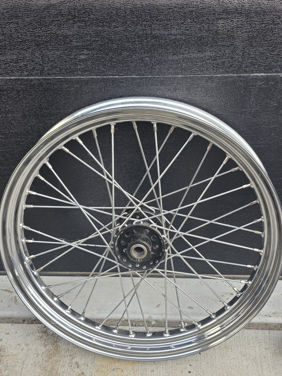 Star Hub Chrome Harley 23″ Front Spoke Black Hub Wheel Panhead