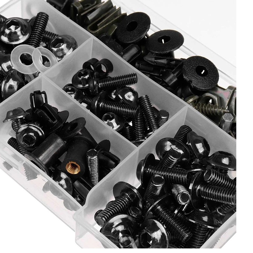 Black Alluminum Set Fairing Bolt Screws Complete Motorcycle Fit Mudgard 195pcs