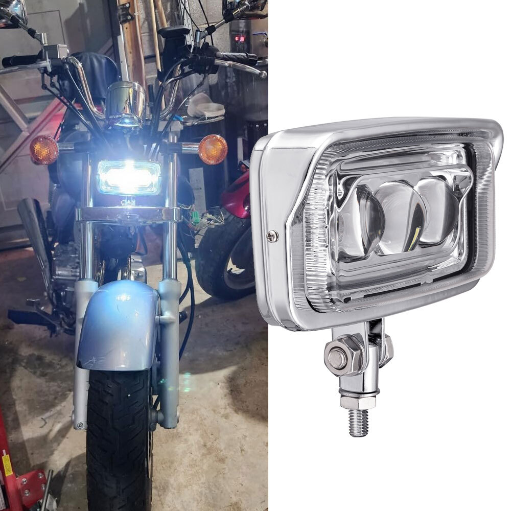 Universal Motorcycle Headlight Rectangle LED Lamp Fit For Harley Kawasaki Honda