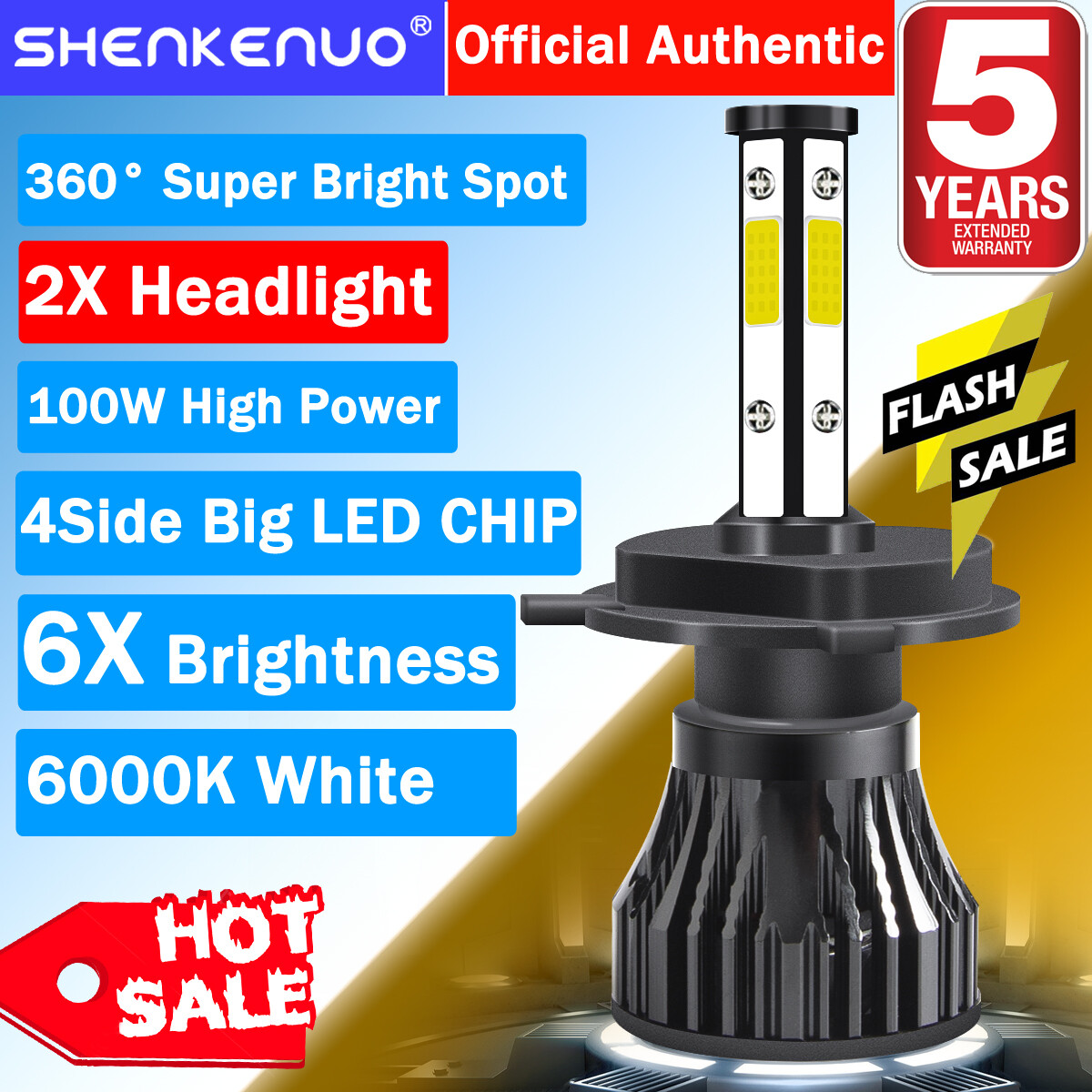 4side H4 Led Headlights Bulb For Honda Goldwing GL1200 GL1200A GL1200I GL1200L